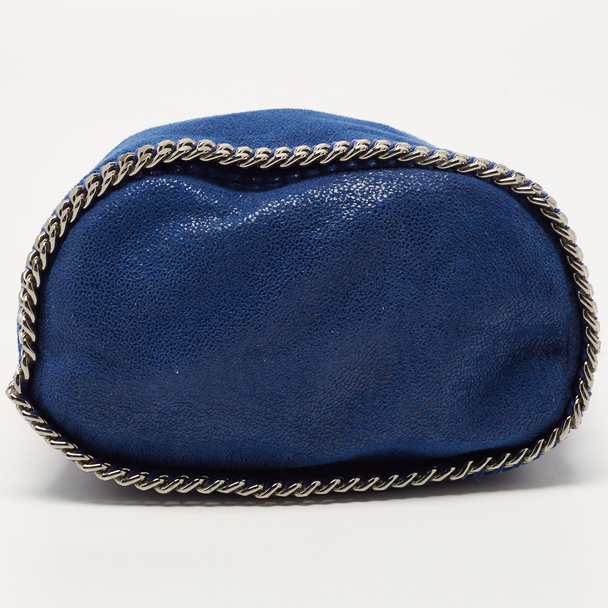 Stella McCartney Blue Faux Leather Fringe Falabella Drawstring Bucket Bag