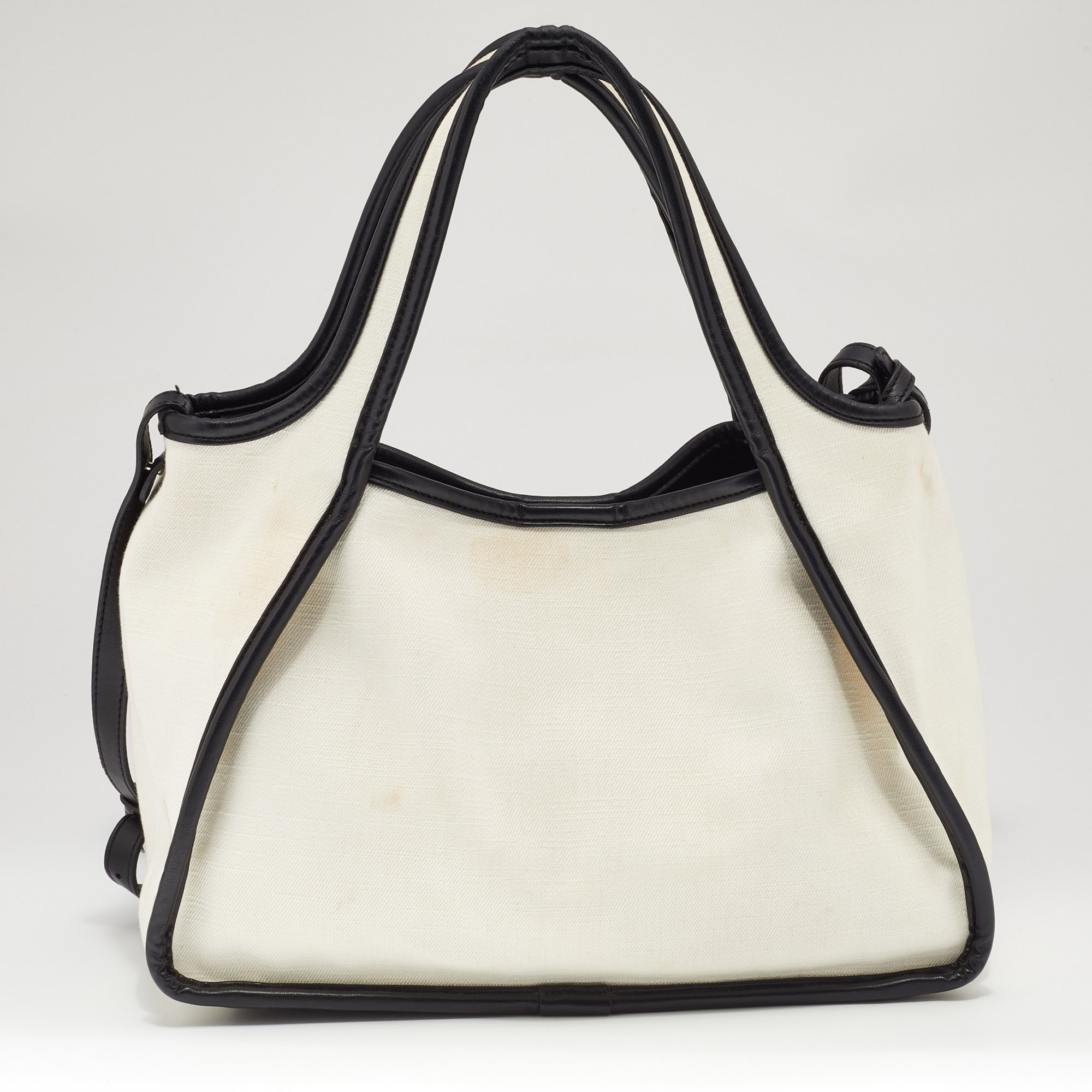 Stella McCartney Off White Canvas And Faux Leather Stella Logo Tote