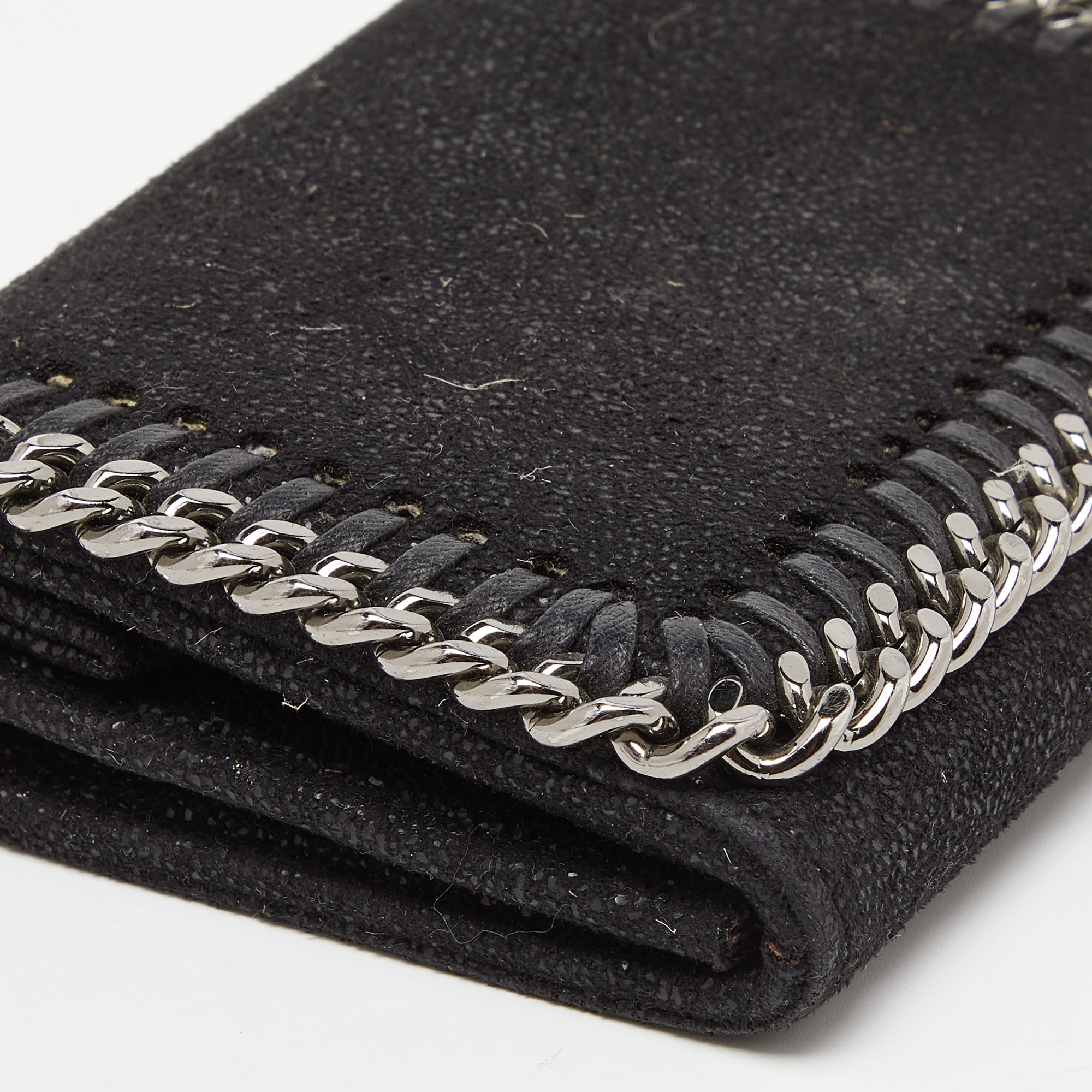 Stella McCartney Black Faux Leather Falabella Trifold Wallet