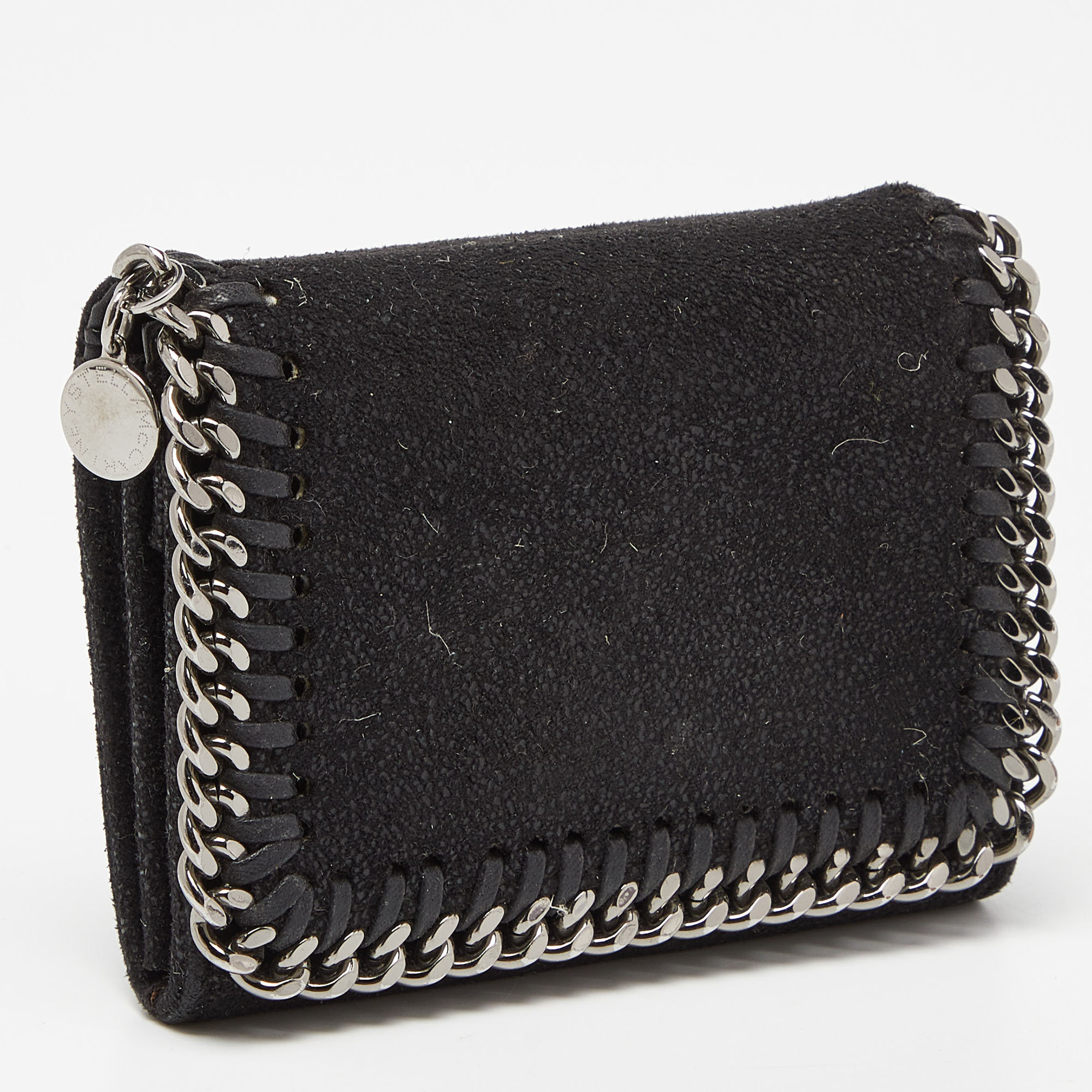 Stella McCartney Black Faux Leather Falabella Trifold Wallet