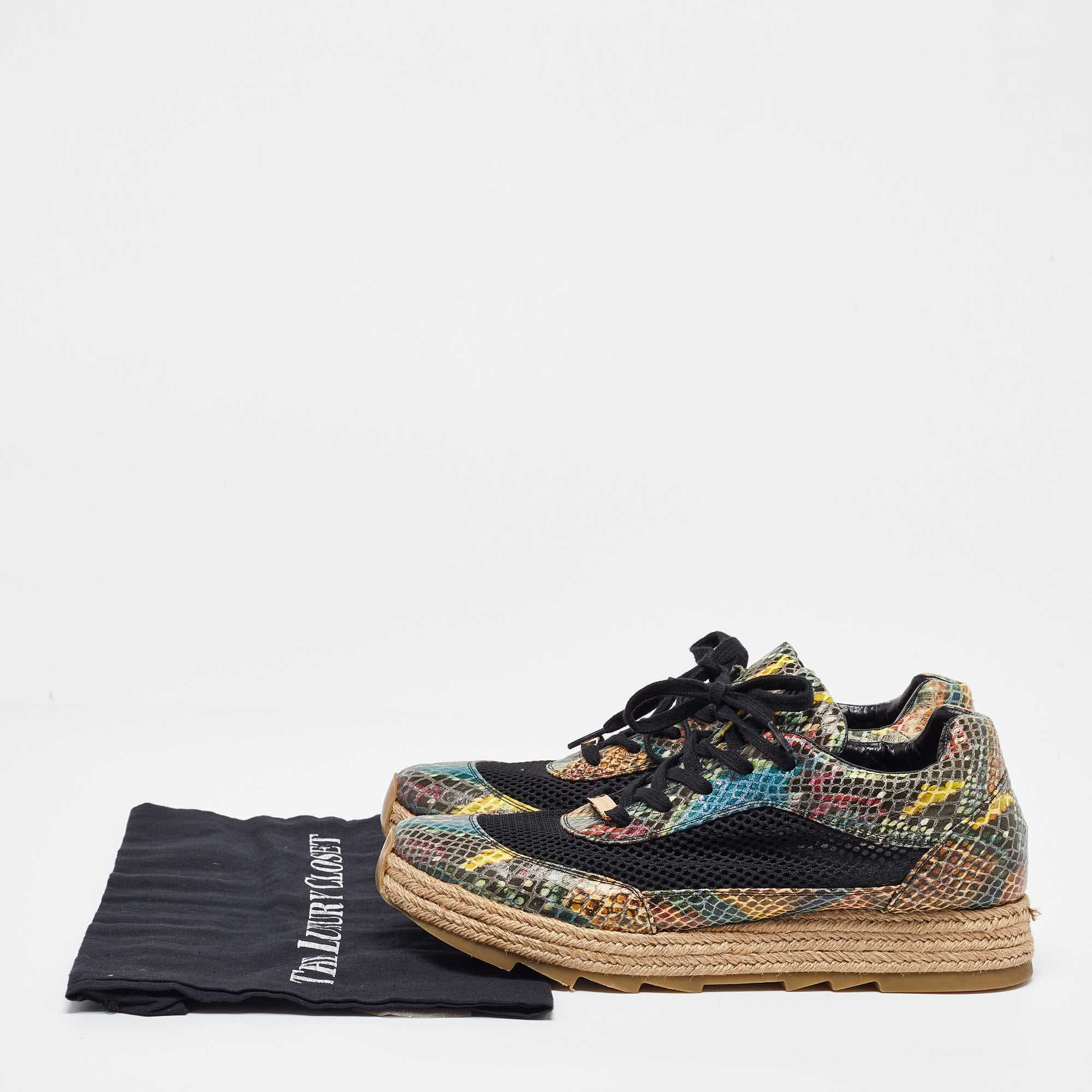 Stella McCartney Multicolor Python Effect Faux Leather And Mesh Espadrille Sneakers Size 41