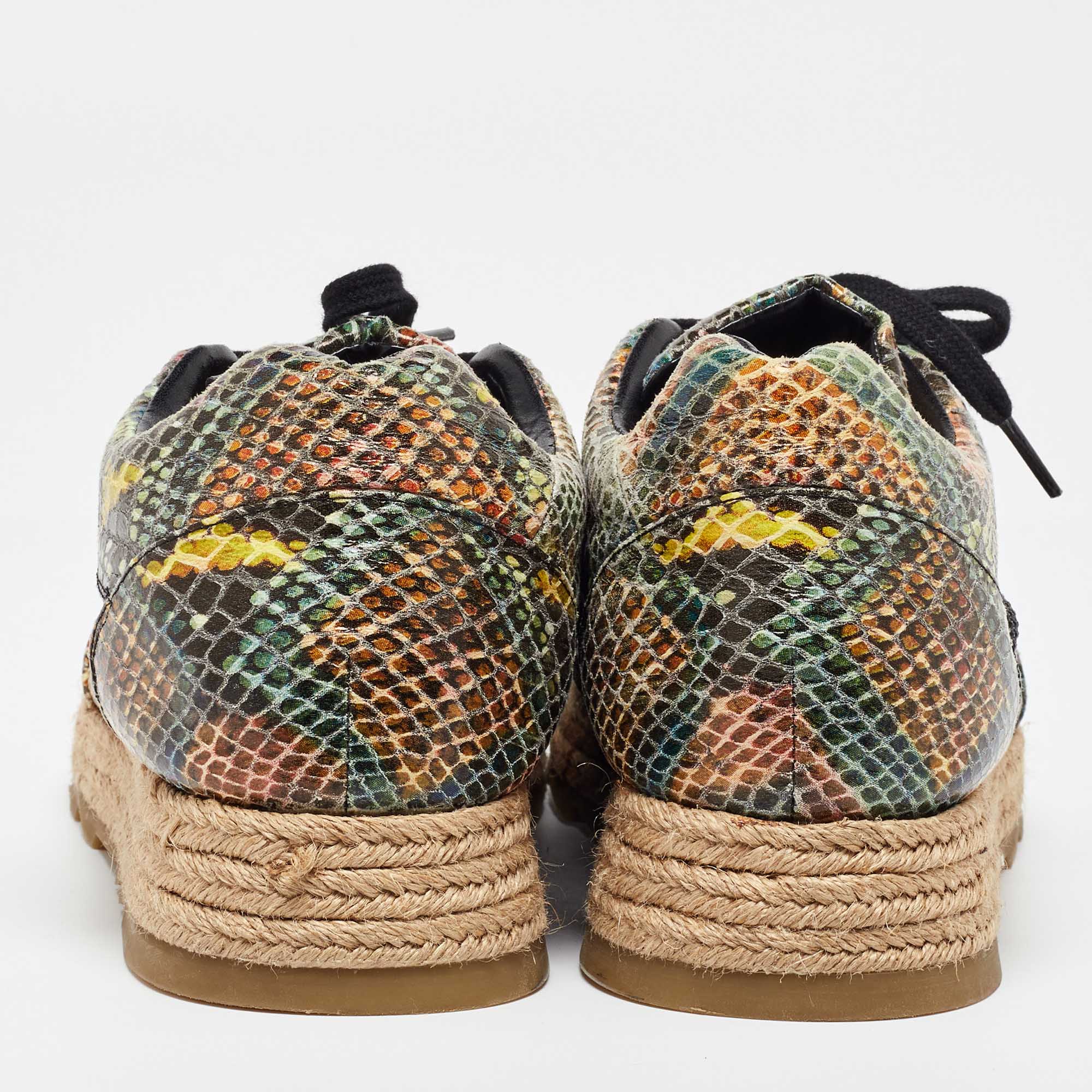 Stella McCartney Multicolor Python Effect Faux Leather And Mesh Espadrille Sneakers Size 41