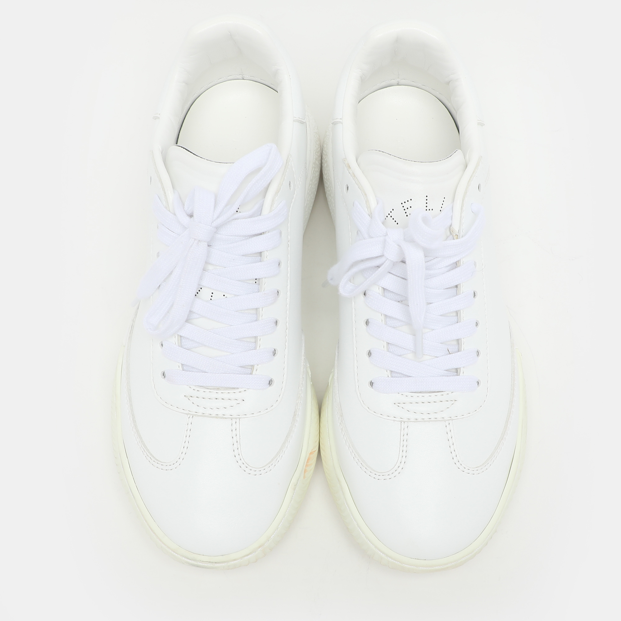 Stella McCartney White Faux Leather Loop Low Top Sneakers Size 38