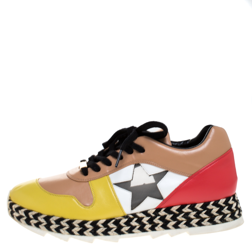 

Stella McCartney Multicolor Faux Leather Star Macy Espadrille Sneakers Size