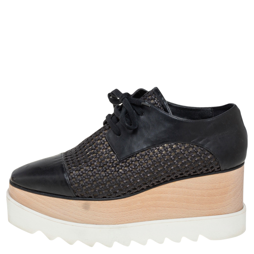 Stella McCartney Black Woven Faux Leather Elyse Platform Derby Sneakers Size
Stella McCartney Black Woven Faux Leather Elyse Platform Derby Sneakers Size