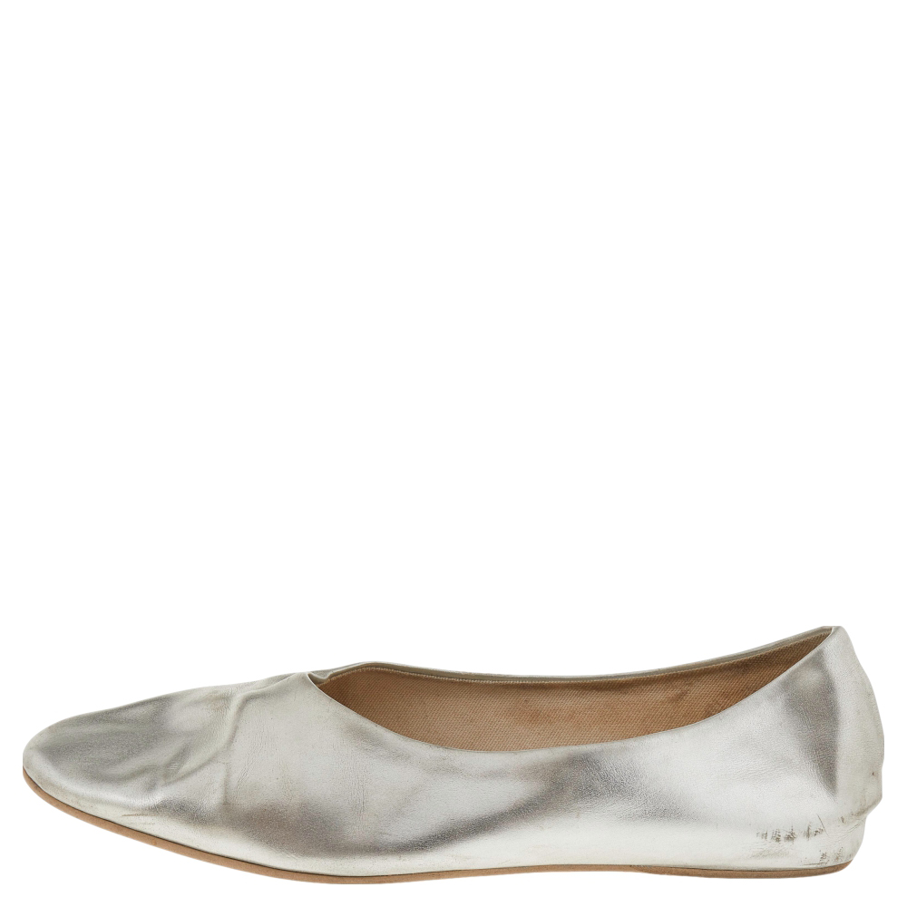 Stella McCartney Silver Faux Leather Ballet Flats Size 36