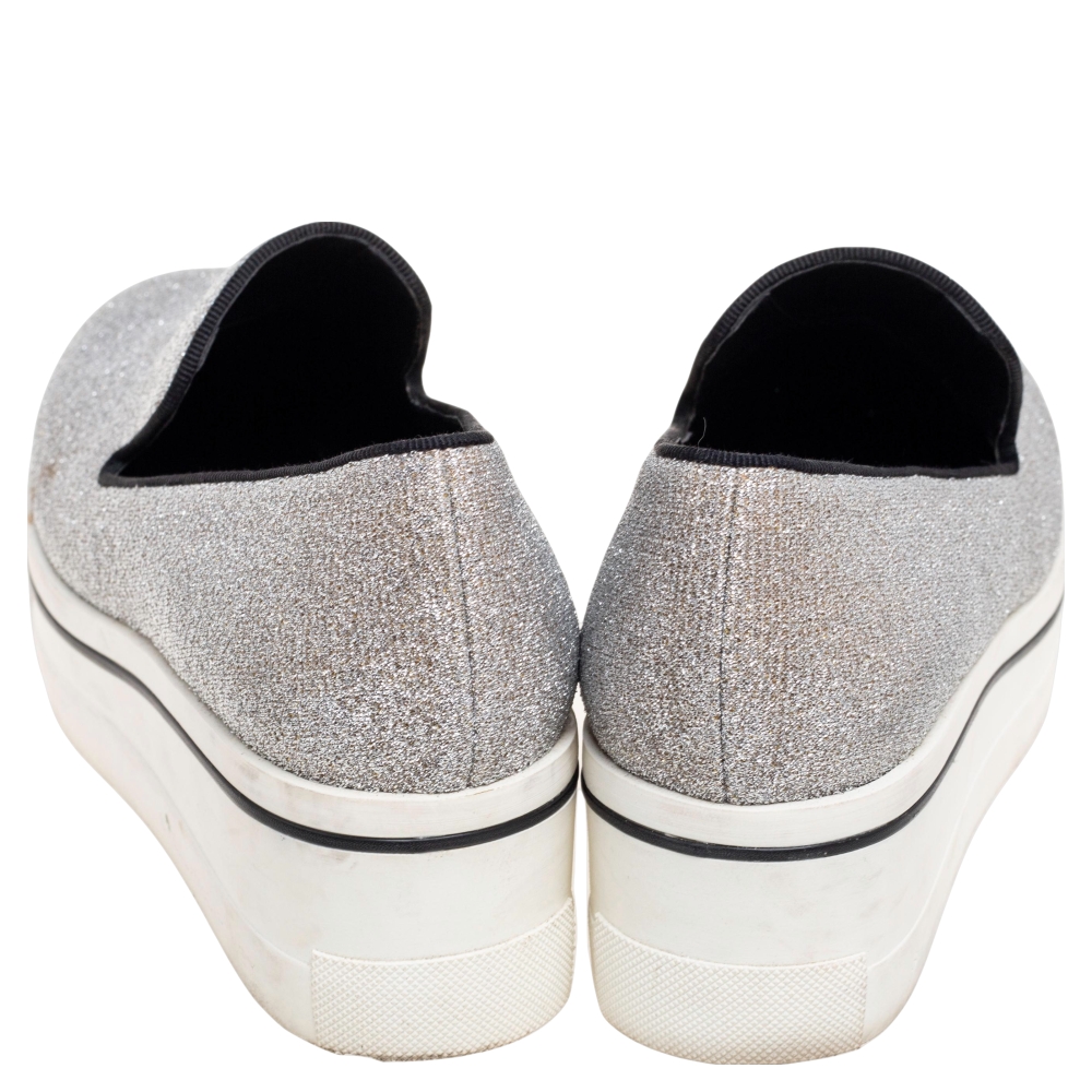 Stella McCartney Grey Glitter Platform Sneakers Size 35