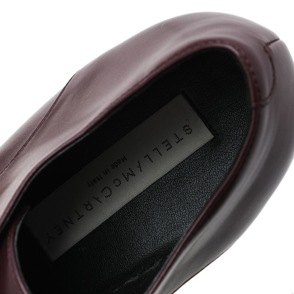 Stella McCartney Burgundy Faux Leather Elyse Platform Lace Up Derby Size 38