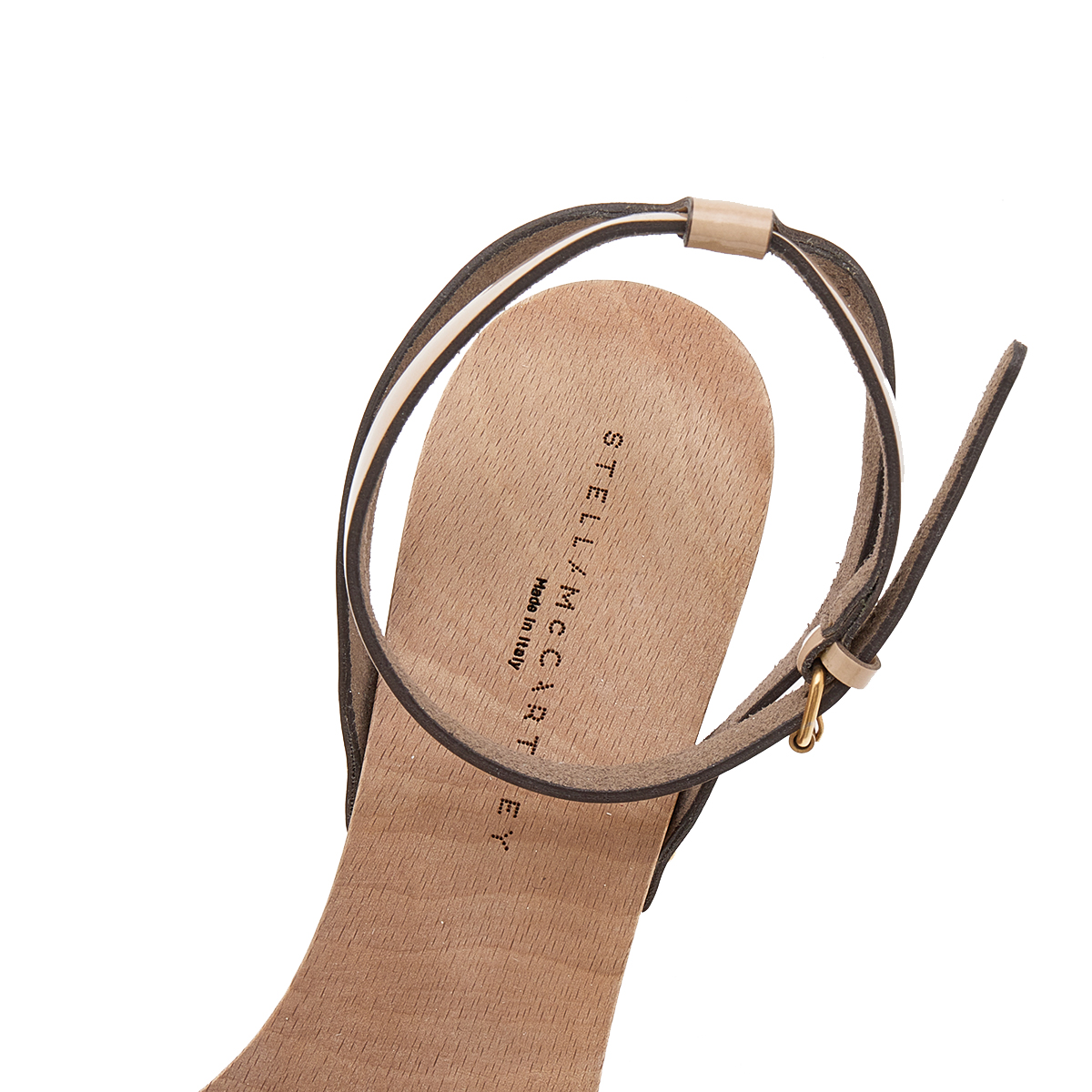 Stella McCartney Beige Faux Patent Leather Linda Wedge Sandals Size 40