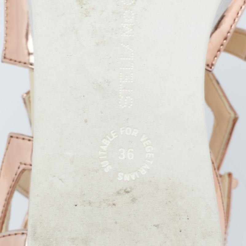 Stella McCartney Metallic Bronze Faux Patent Leather Hackney Platform Sandals Size 36