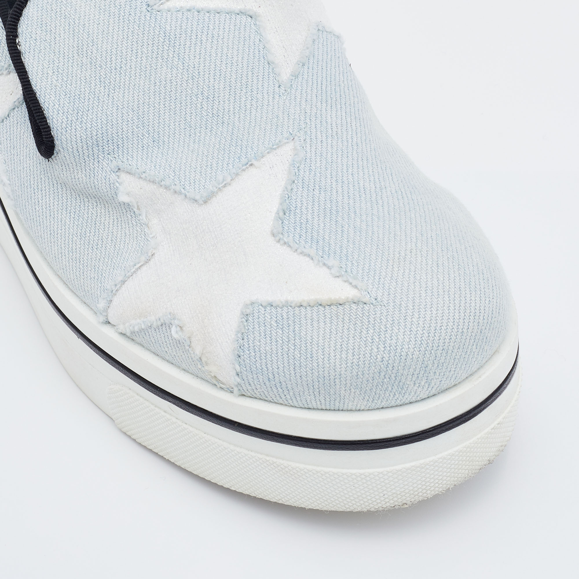 Stella McCartney Light Blue Denim Binx Star Platform Sneakers Size 36