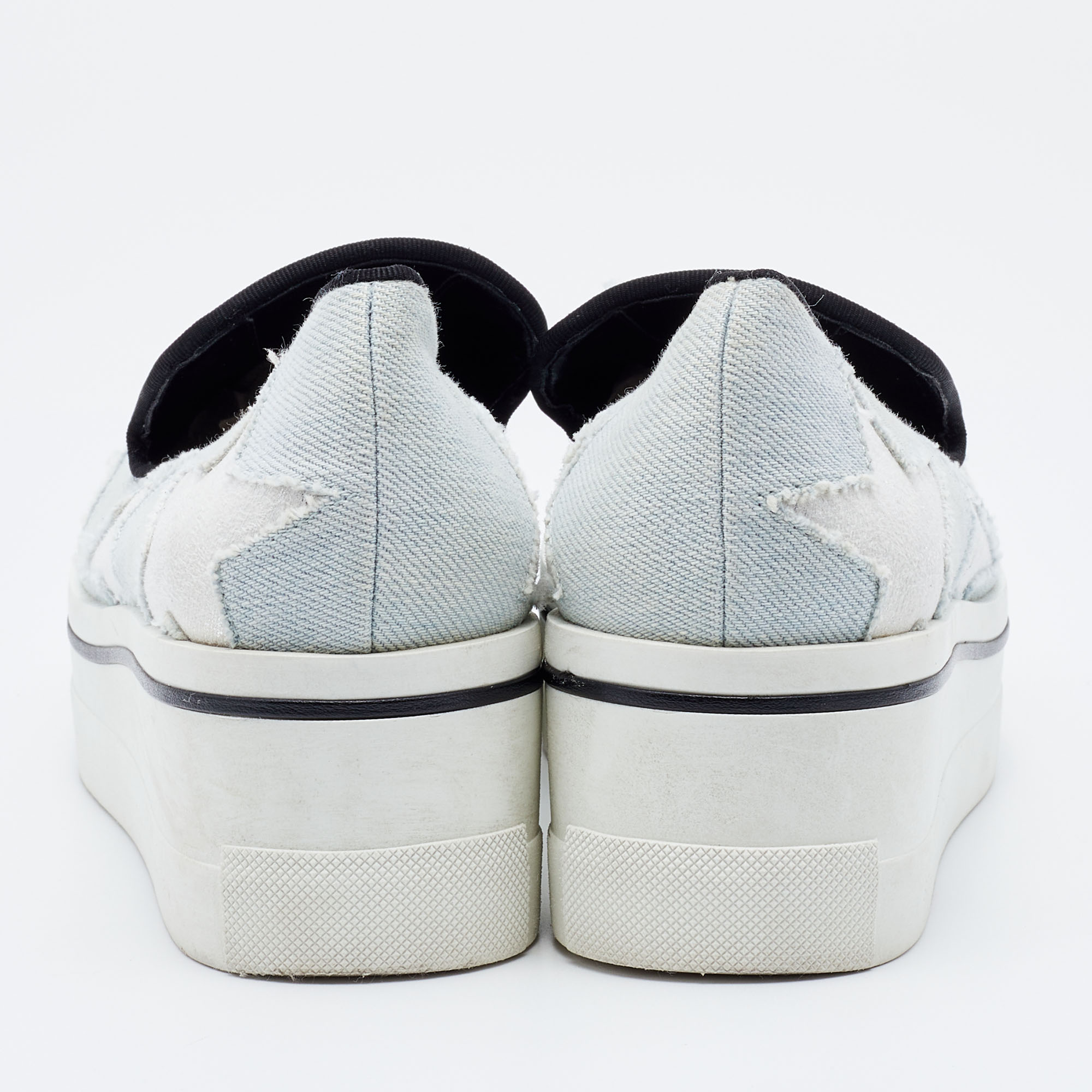 Stella McCartney Light Blue Denim Binx Star Platform Sneakers Size 36