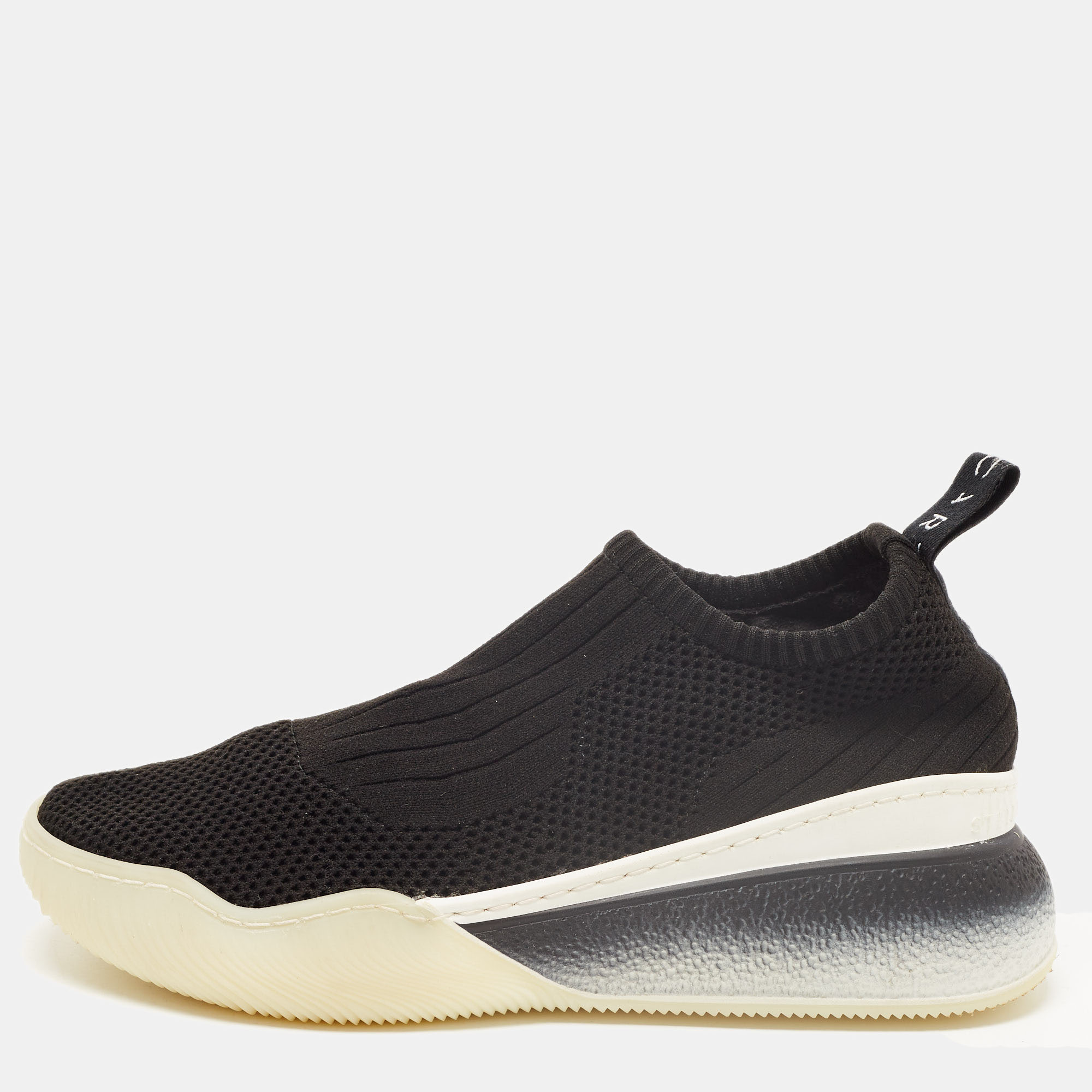 Stella McCartney Black Knit Fabric Slip On Sneakers Size 36