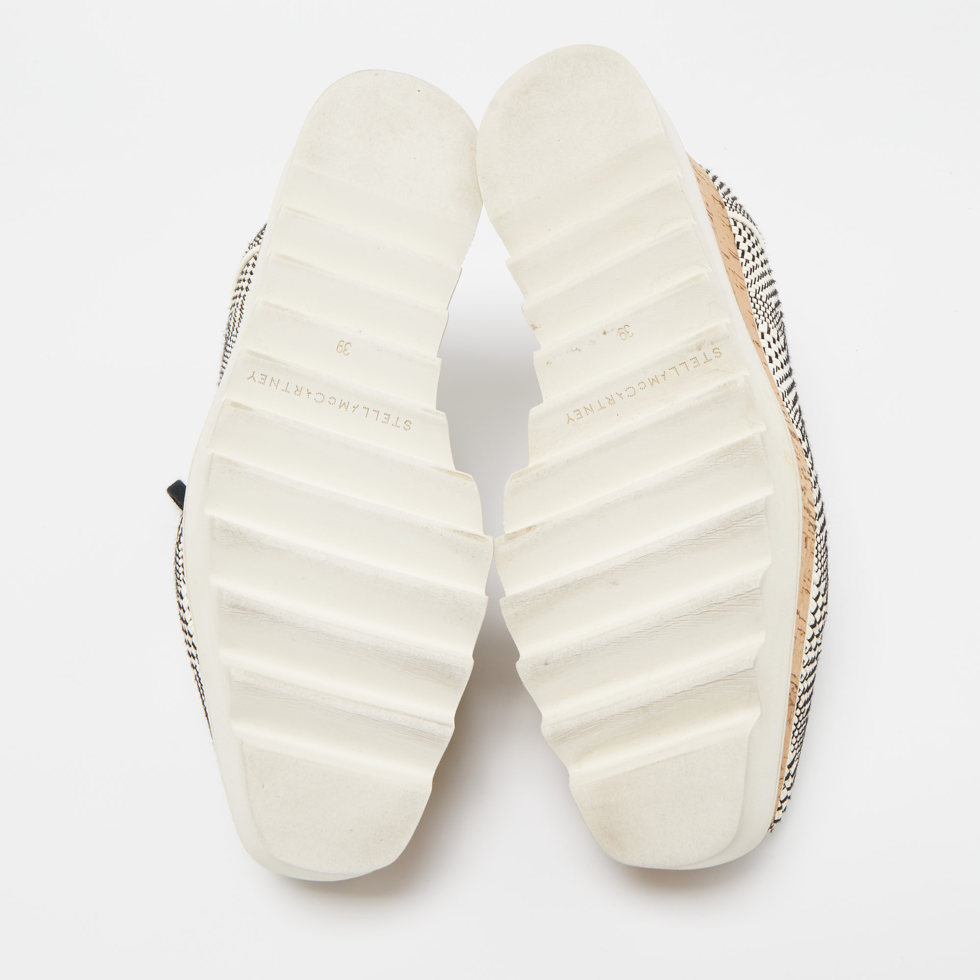Stella McCartney Black/White Woven Faux Leather Elyse Platform Derby Sneakers Size 39