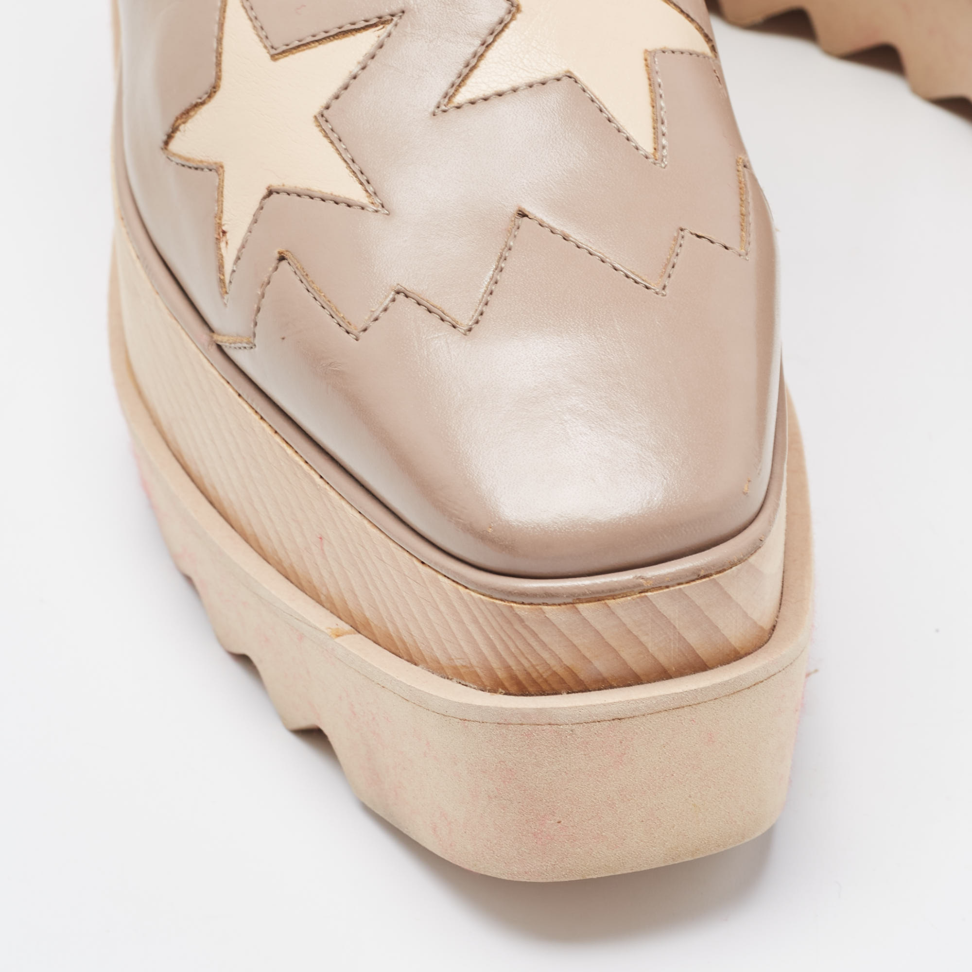 Stella McCartney Beige Faux Leather Elyse Star Sneakers Size 36