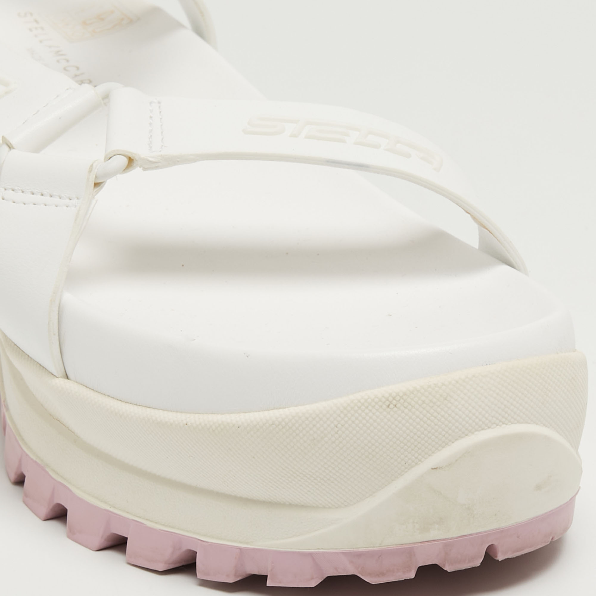 Stella McCartney White Faux Leather Trace Platform Sandals Size 40