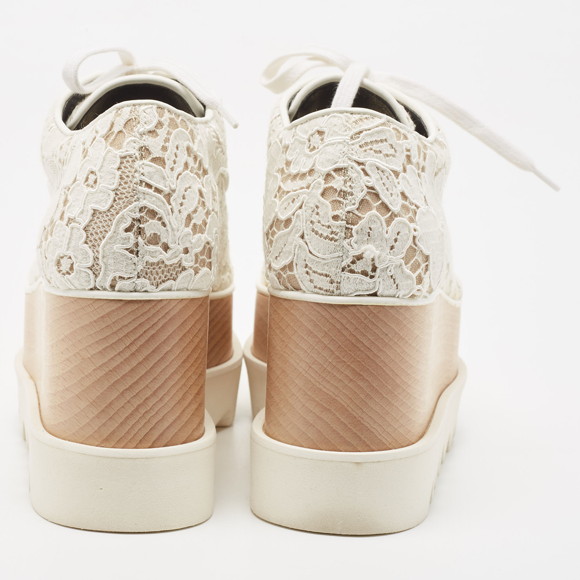 Stella McCartney White Lace Elyse Platform Lace Up Sneakers Size 36