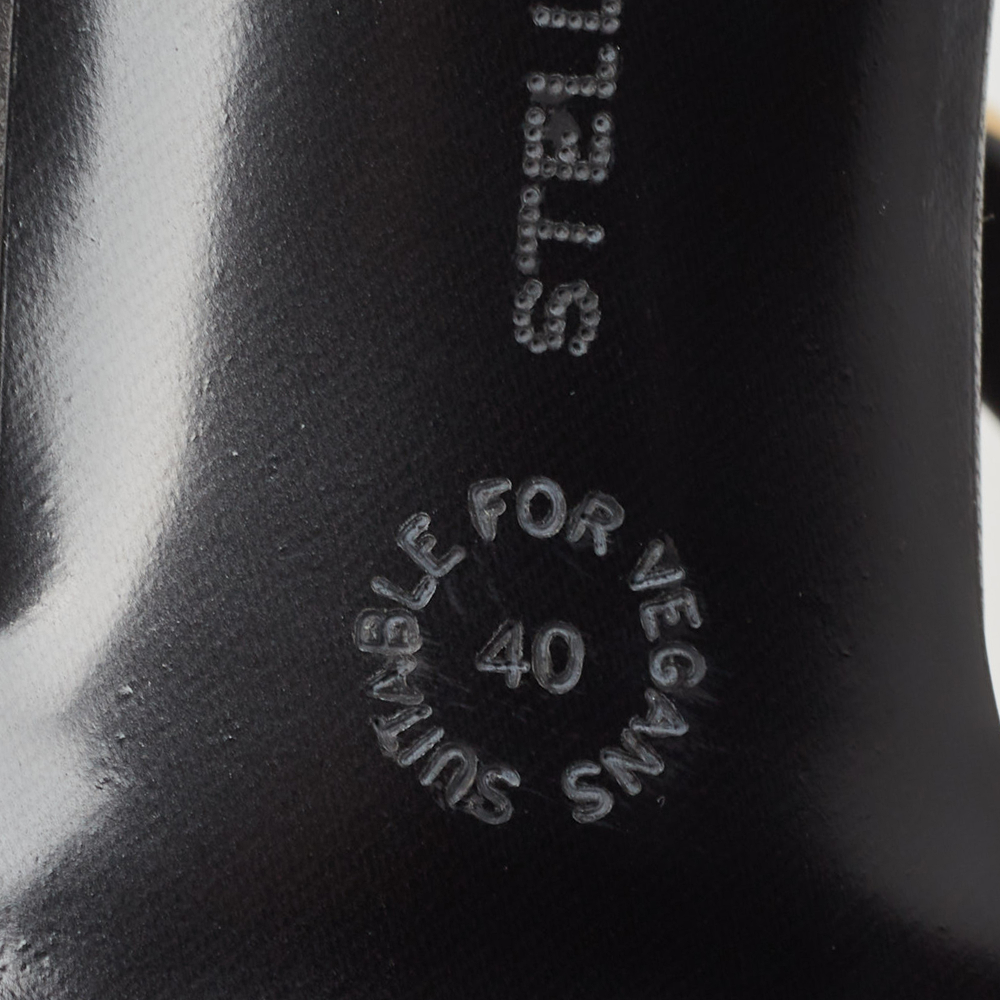 Stella Mccartne Black Faux Leather Chain-Link Accents Ankle Strap Sandals Size 40