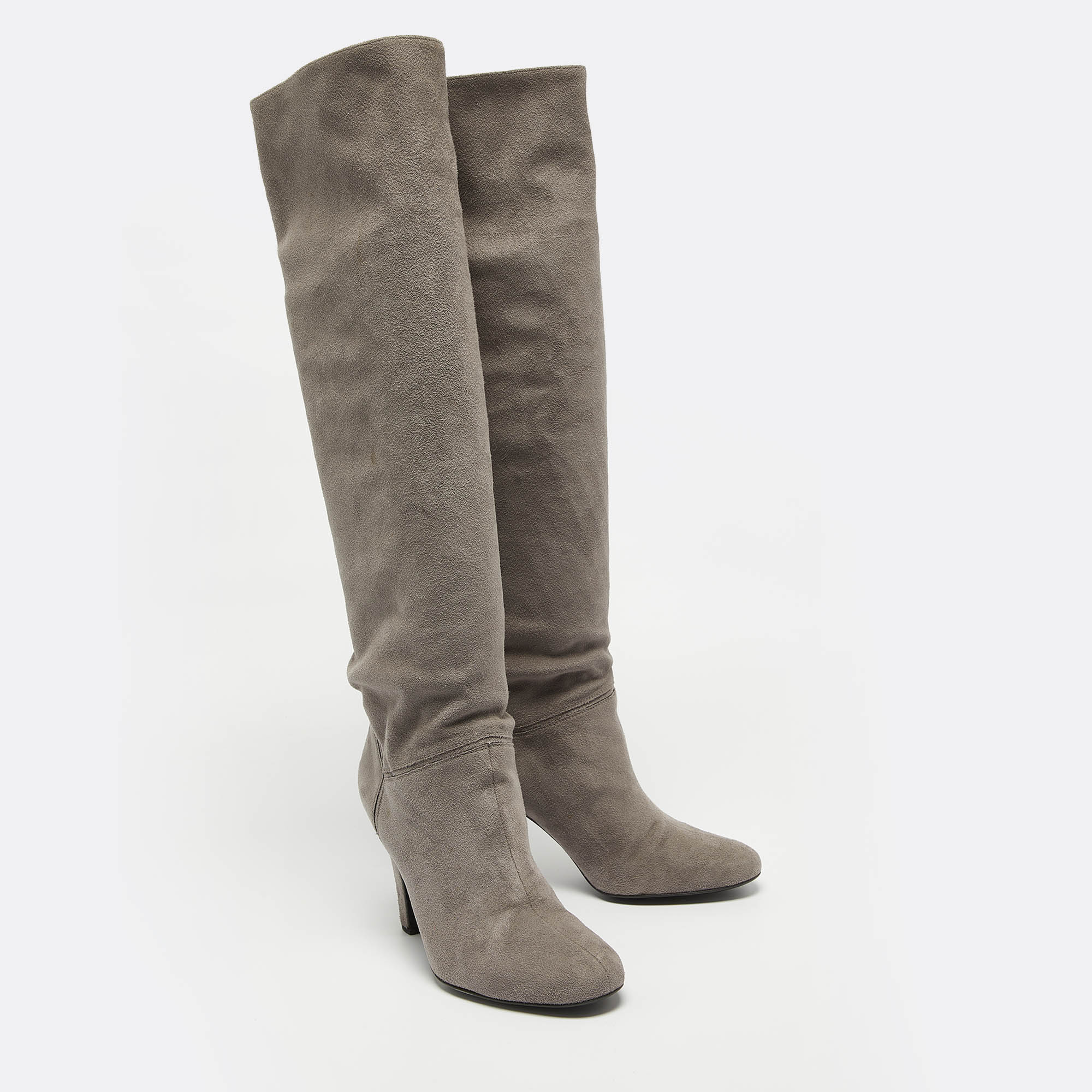 Stella McCartney Grey Suede Knee Length Boots Size 39