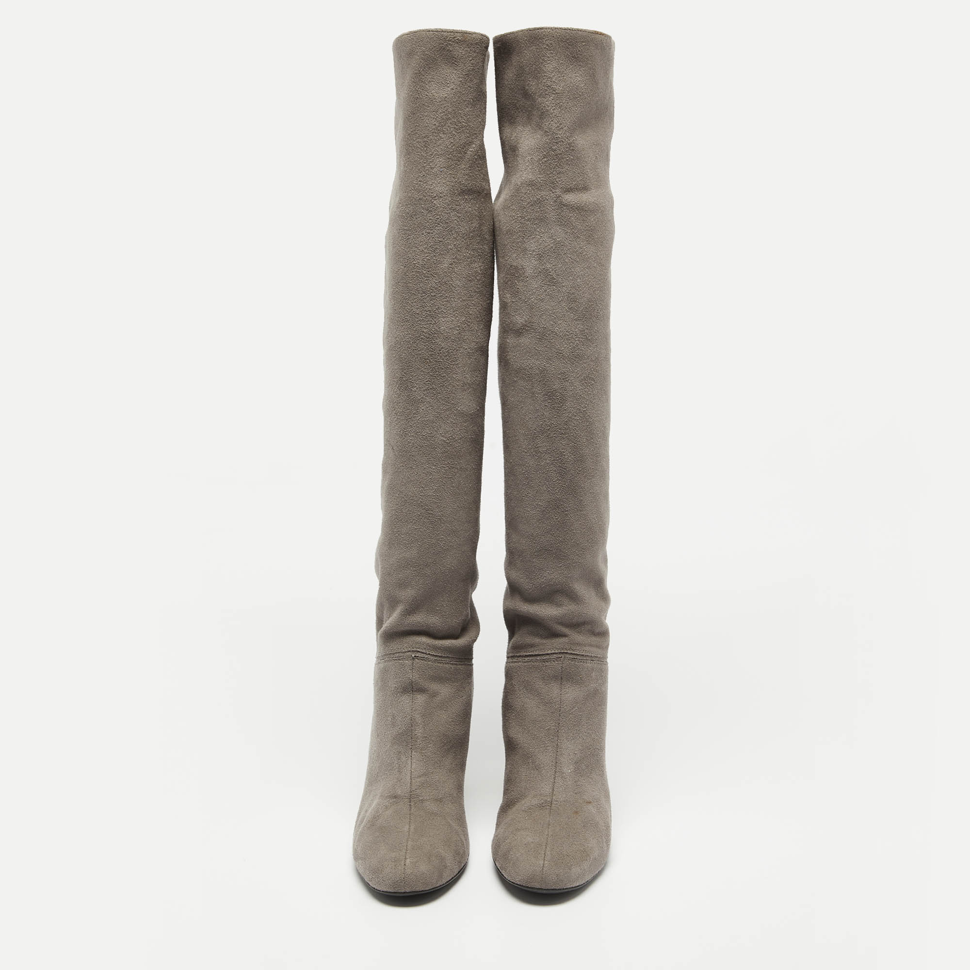 Stella McCartney Grey Suede Knee Length Boots Size 39