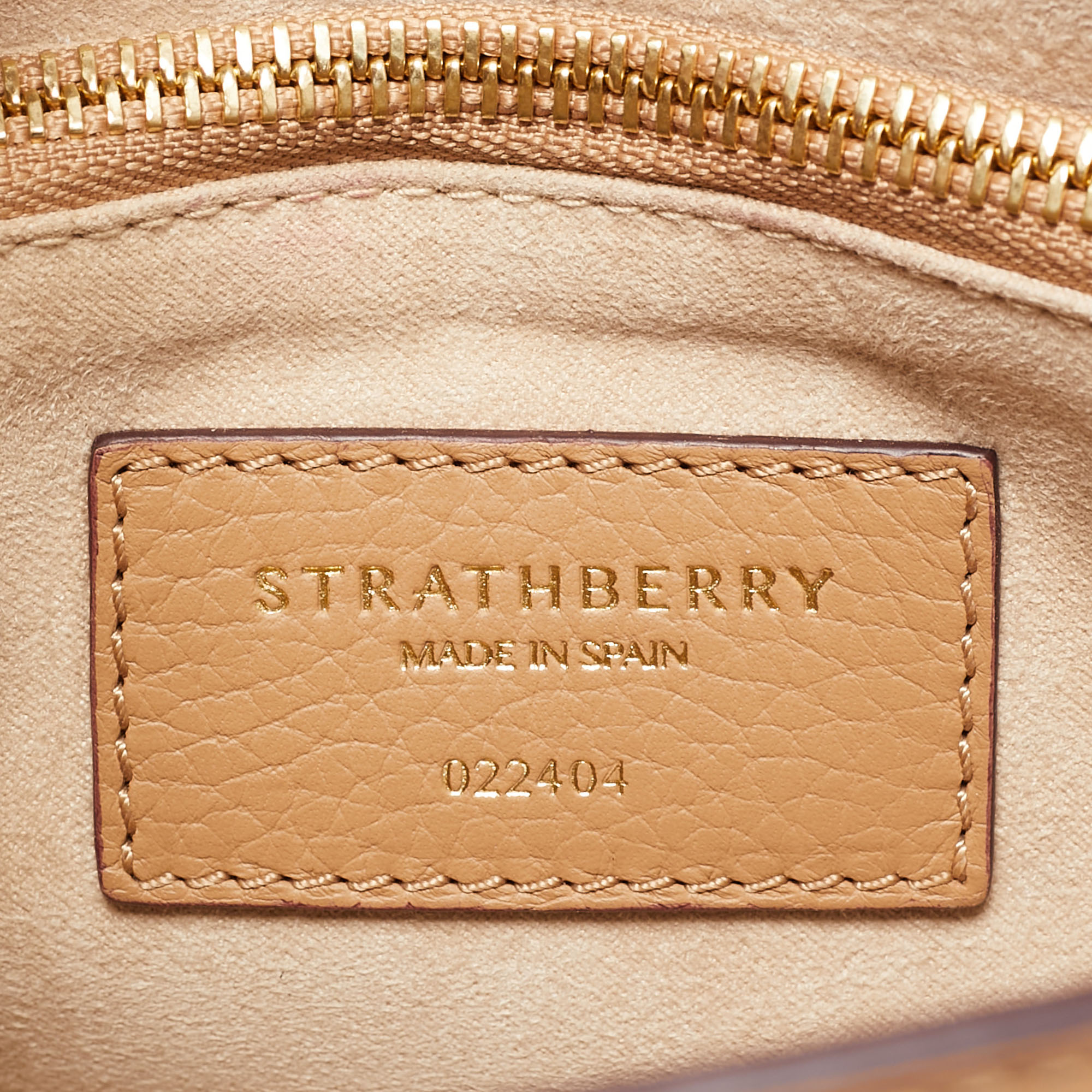 Strathberry Beige Leather Mosaic Top Handle Bag