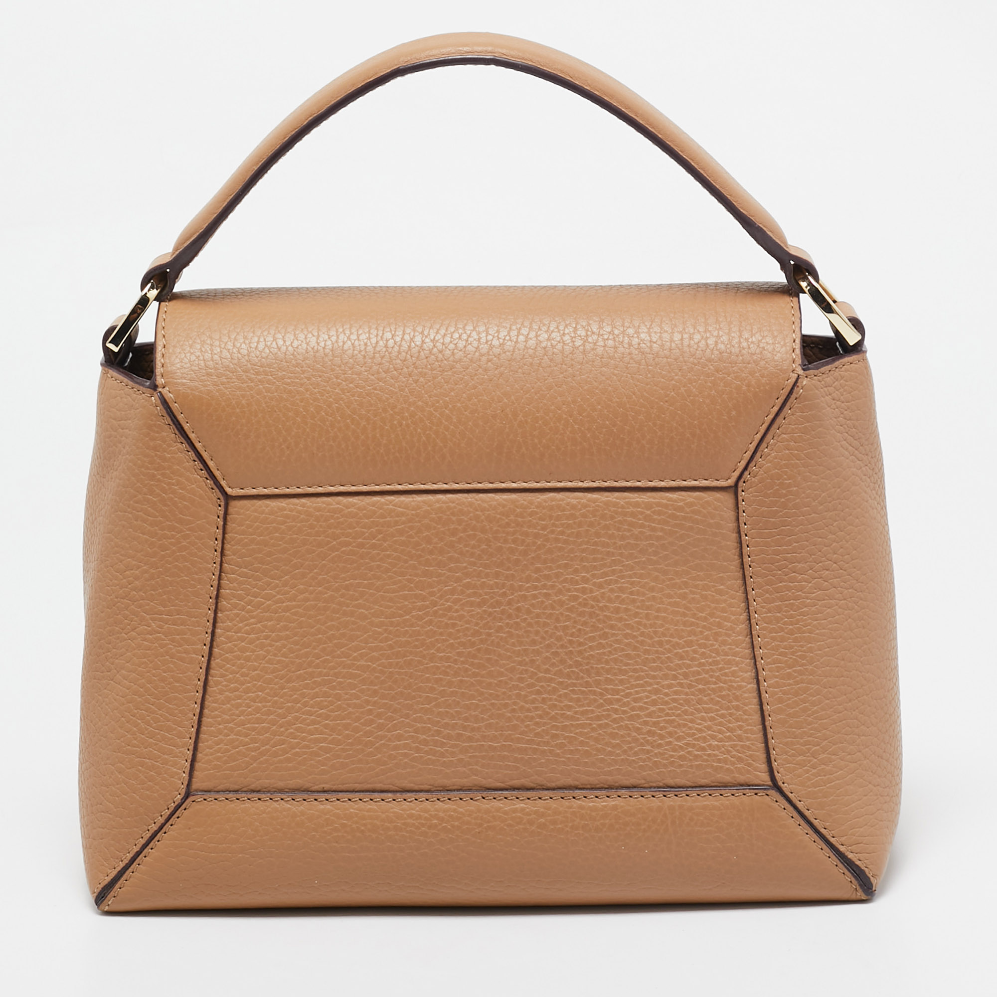 Strathberry Beige Leather Mosaic Top Handle Bag