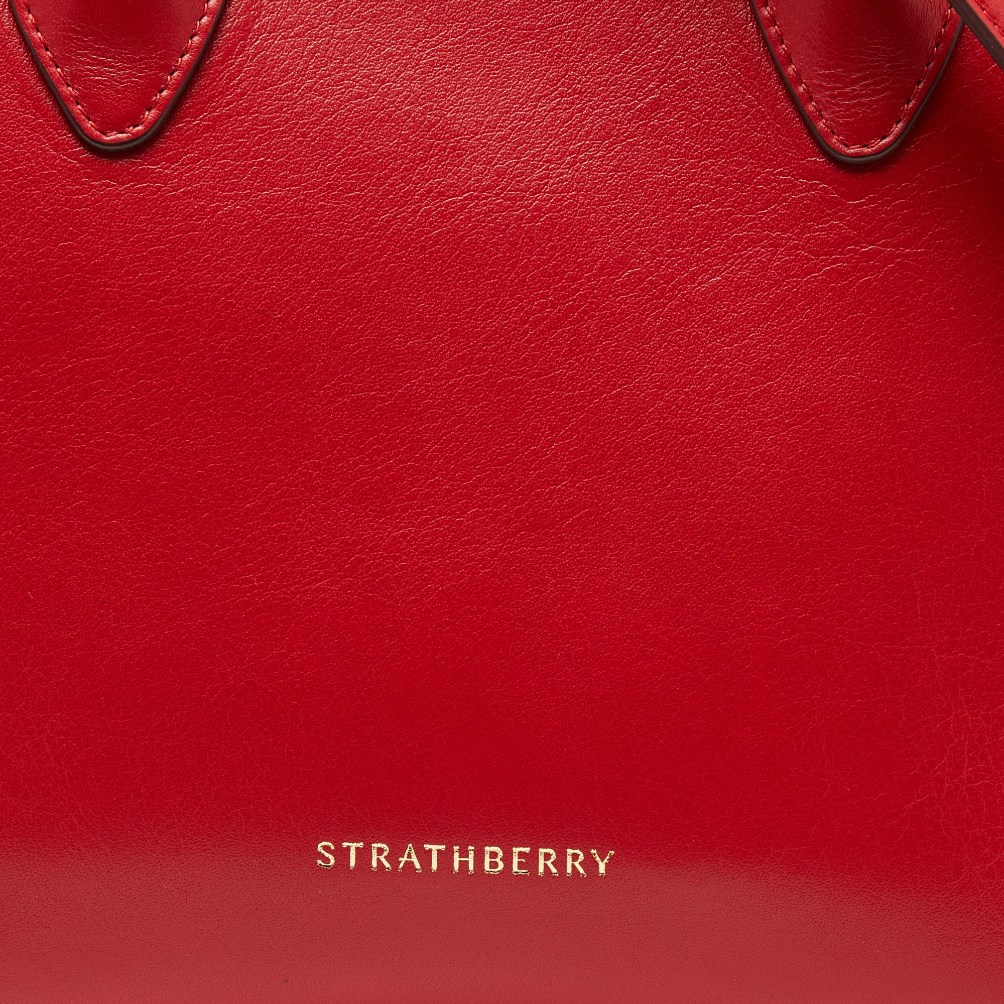 Strathberry Red Leather Midi Tote