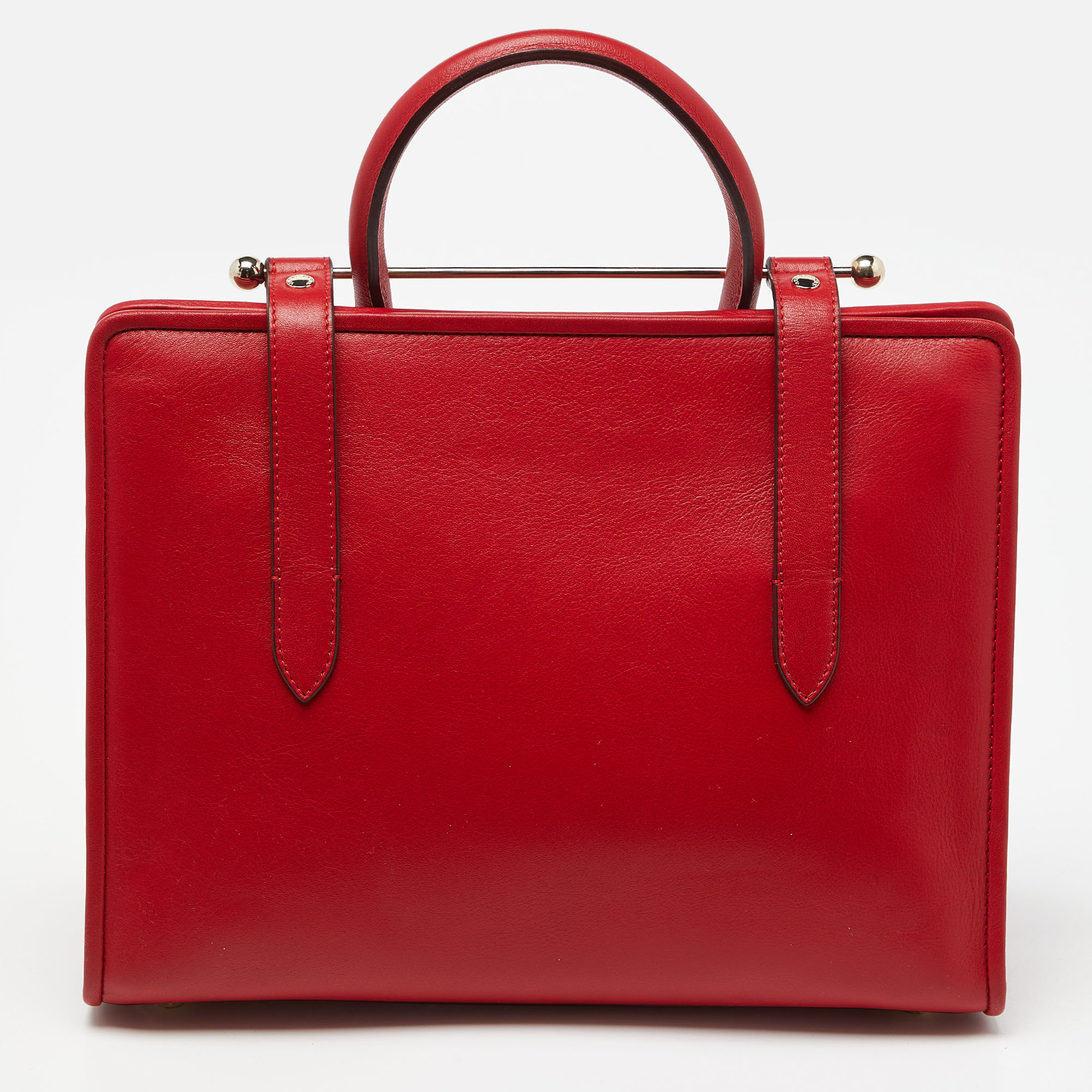 Strathberry Red Leather Midi Tote