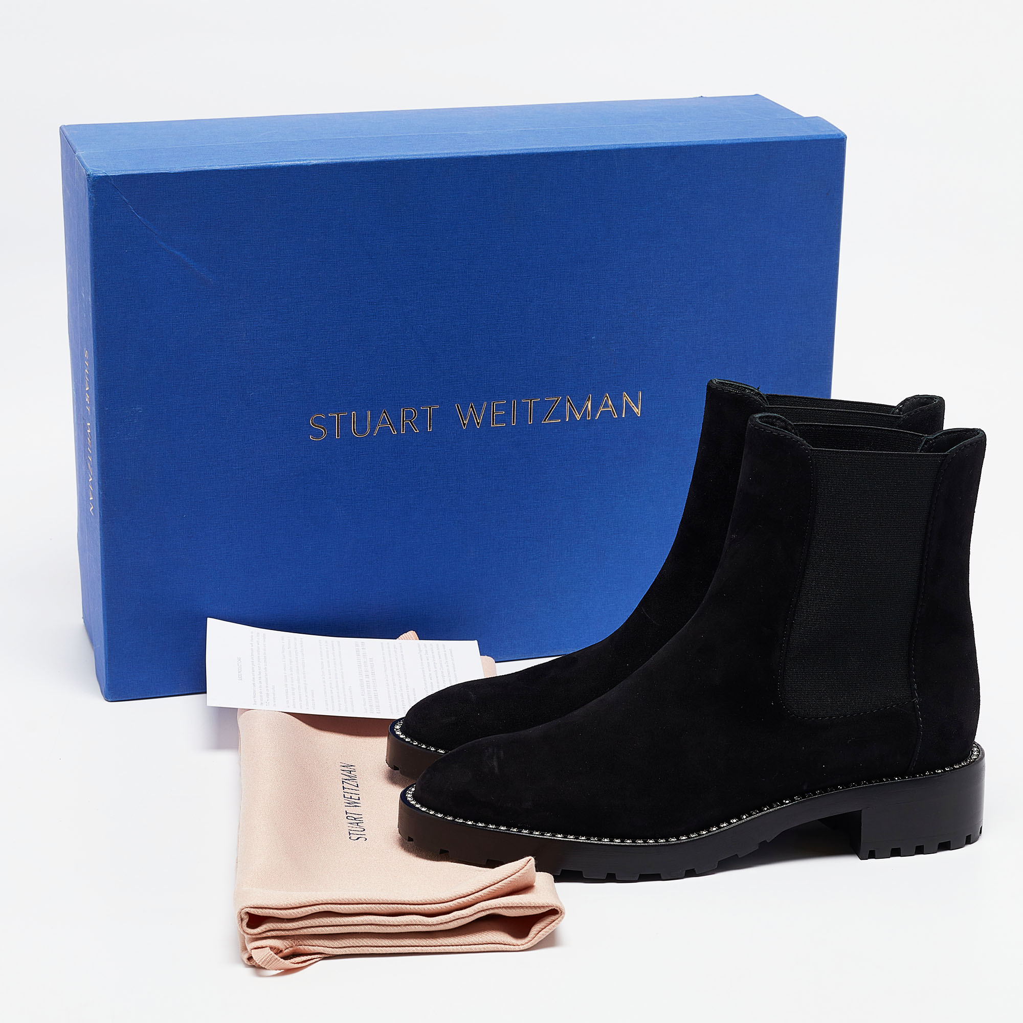 Stuart Weitzman Black Suede Kolbie Chelsea Boots Size 36