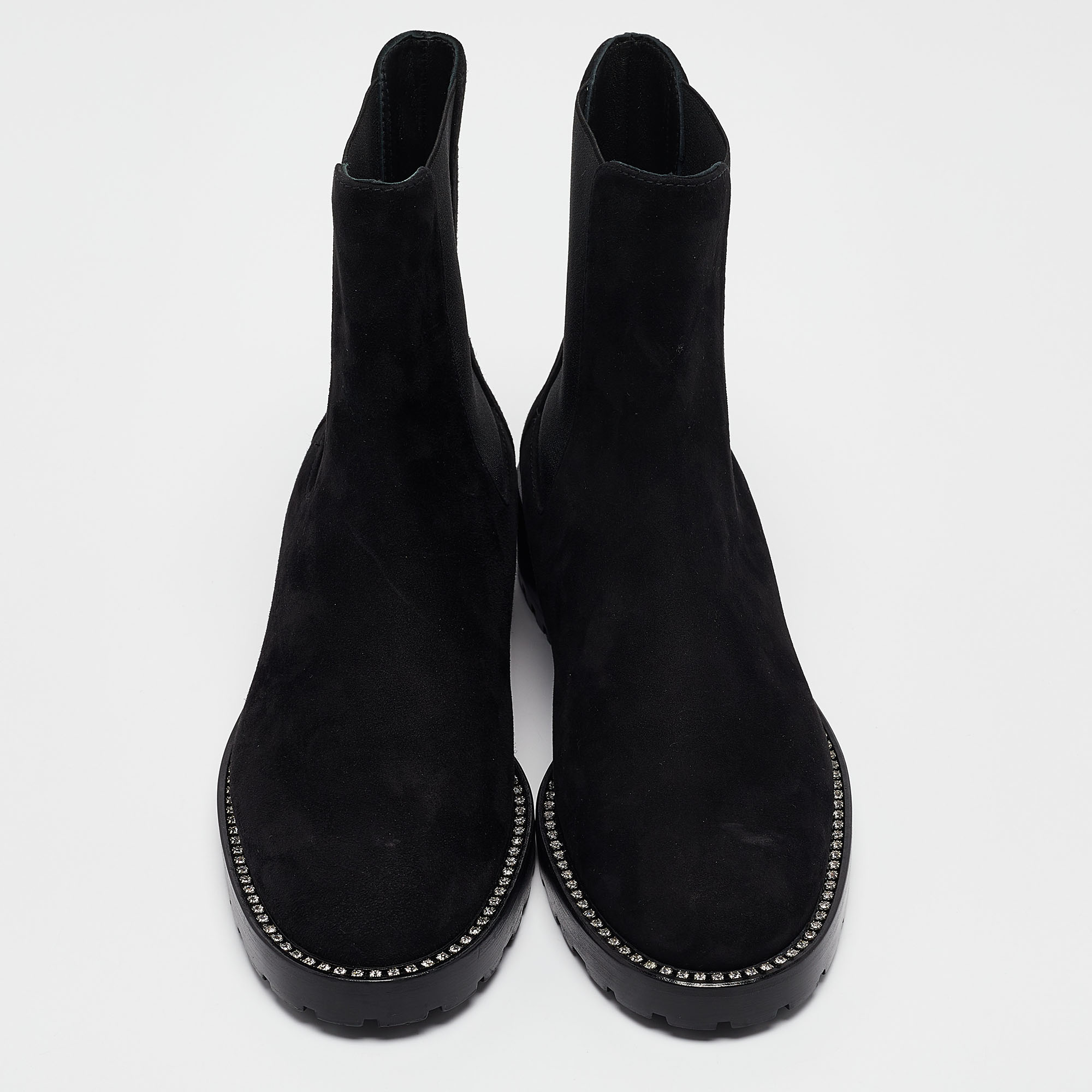 Stuart Weitzman Black Suede Kolbie Chelsea Boots Size 36