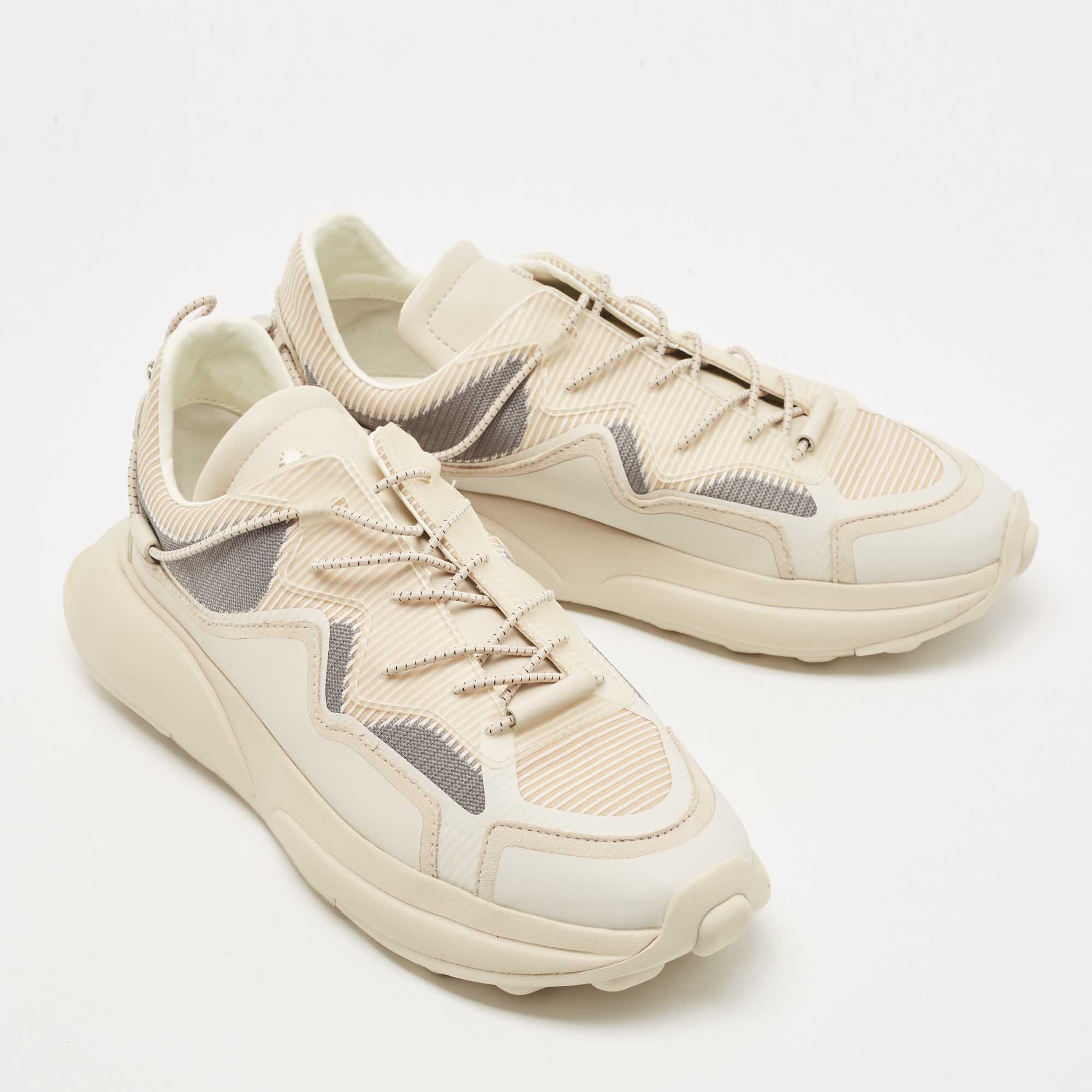 Stuart Weitzman Beige Leather And PVC Low Top Sneakers Size 38