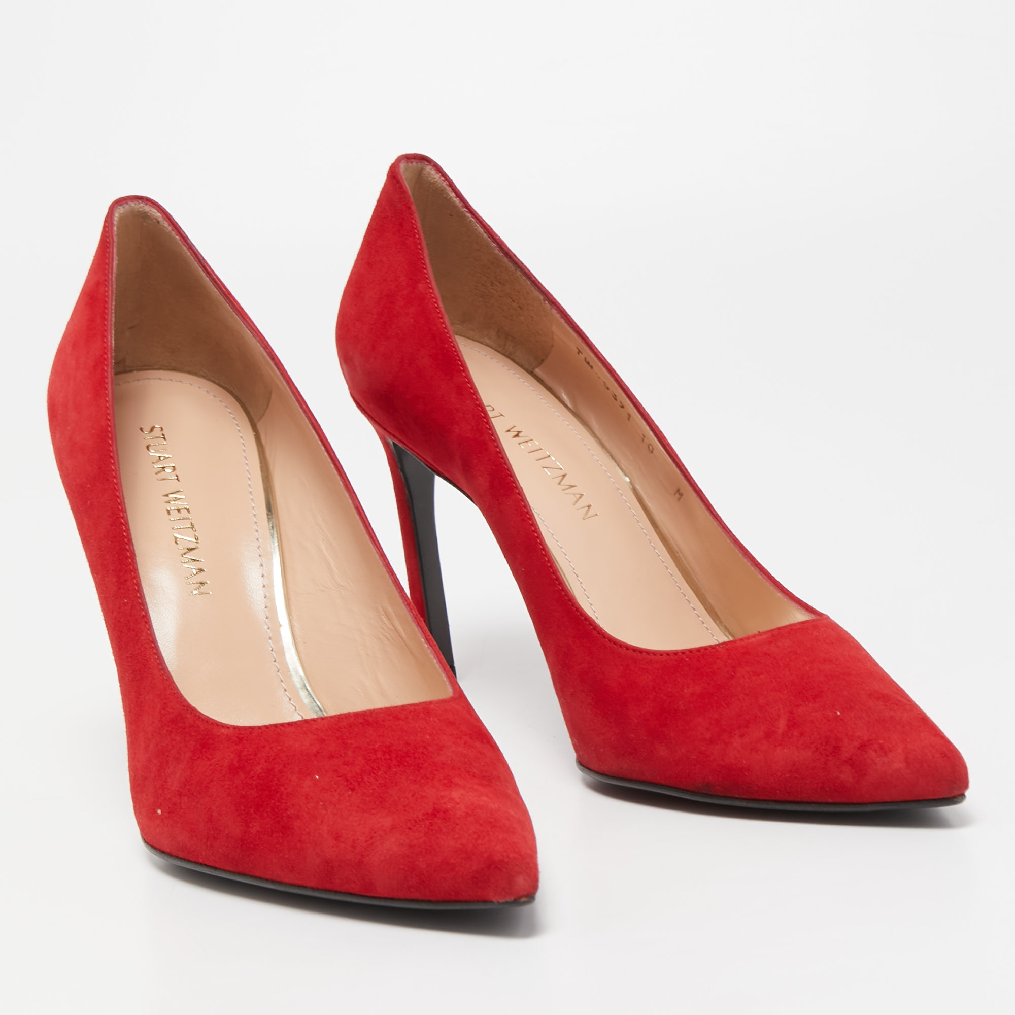 Stuart Weitzman Red Suede Pointed Toe Pumps Size 41