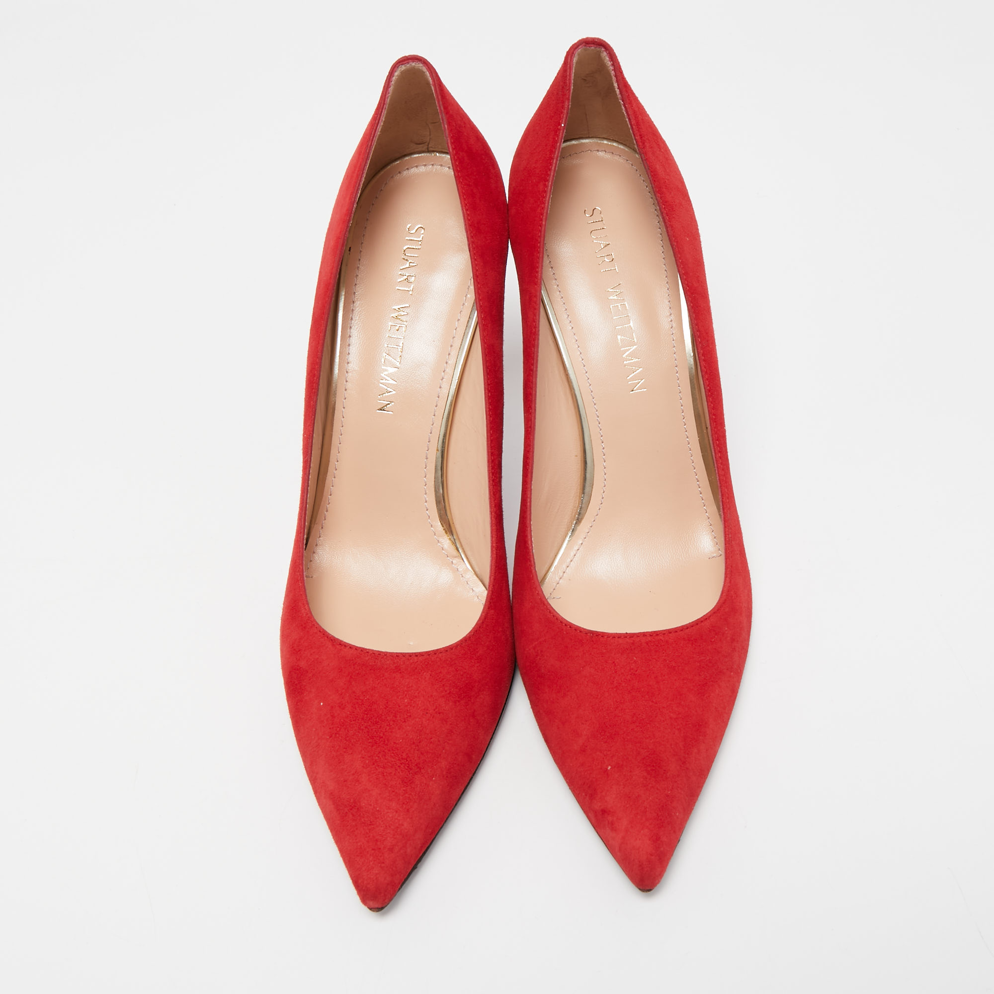 Stuart Weitzman Red Suede Pointed Toe Pumps Size 41