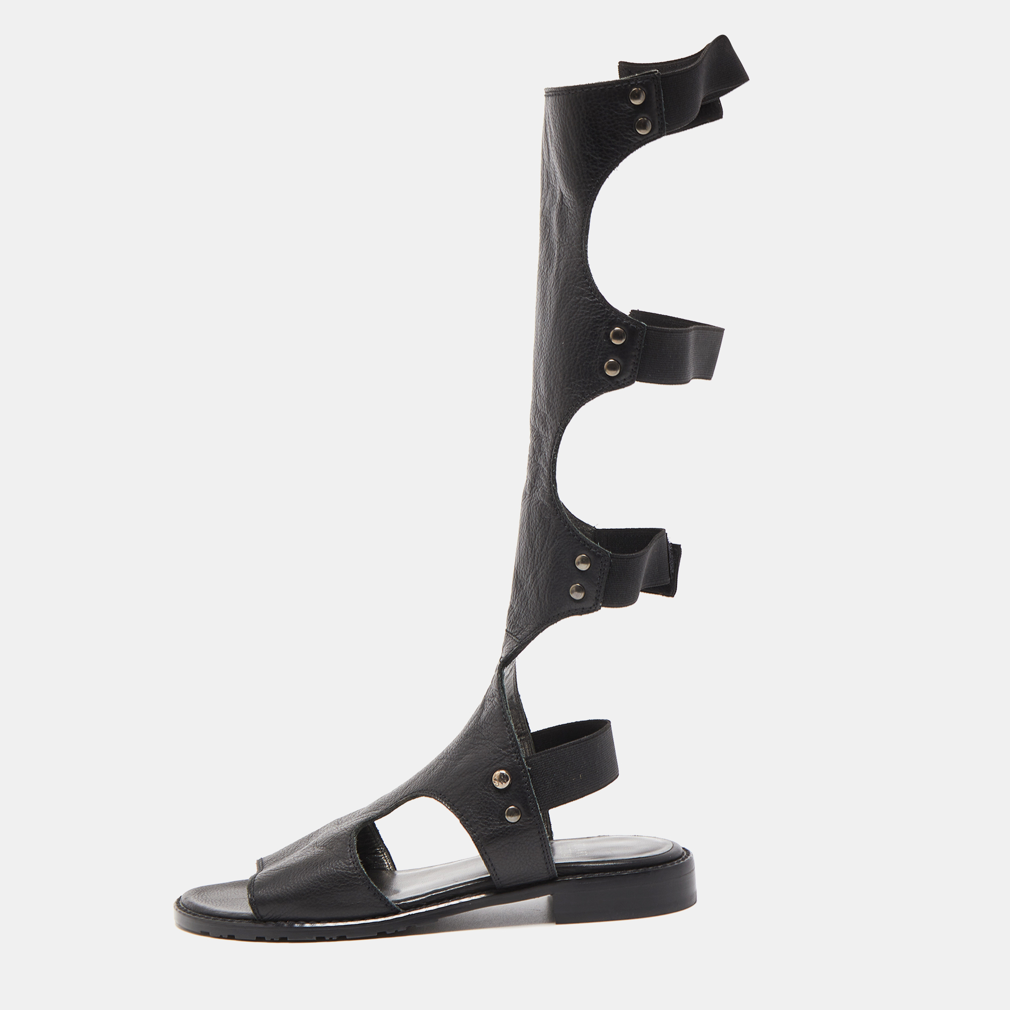 Stuart Weitzman Black Leather Gladiator Backview Sandals Size 35