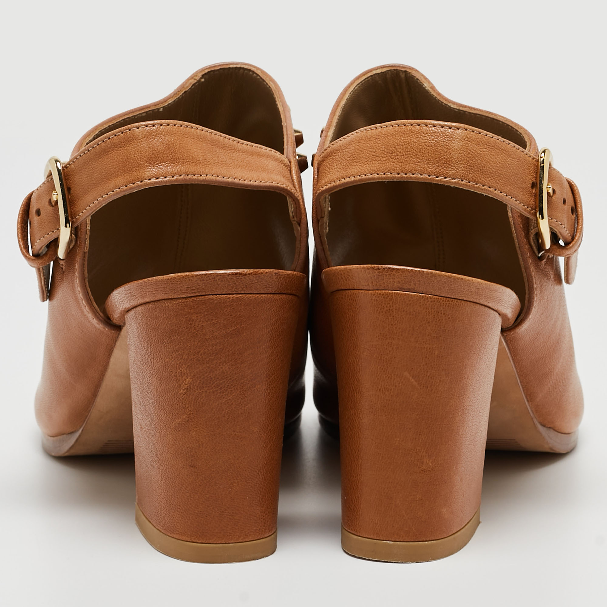 Stuart Weitzman Tan Leather Studded Slingback Sandals Size 36