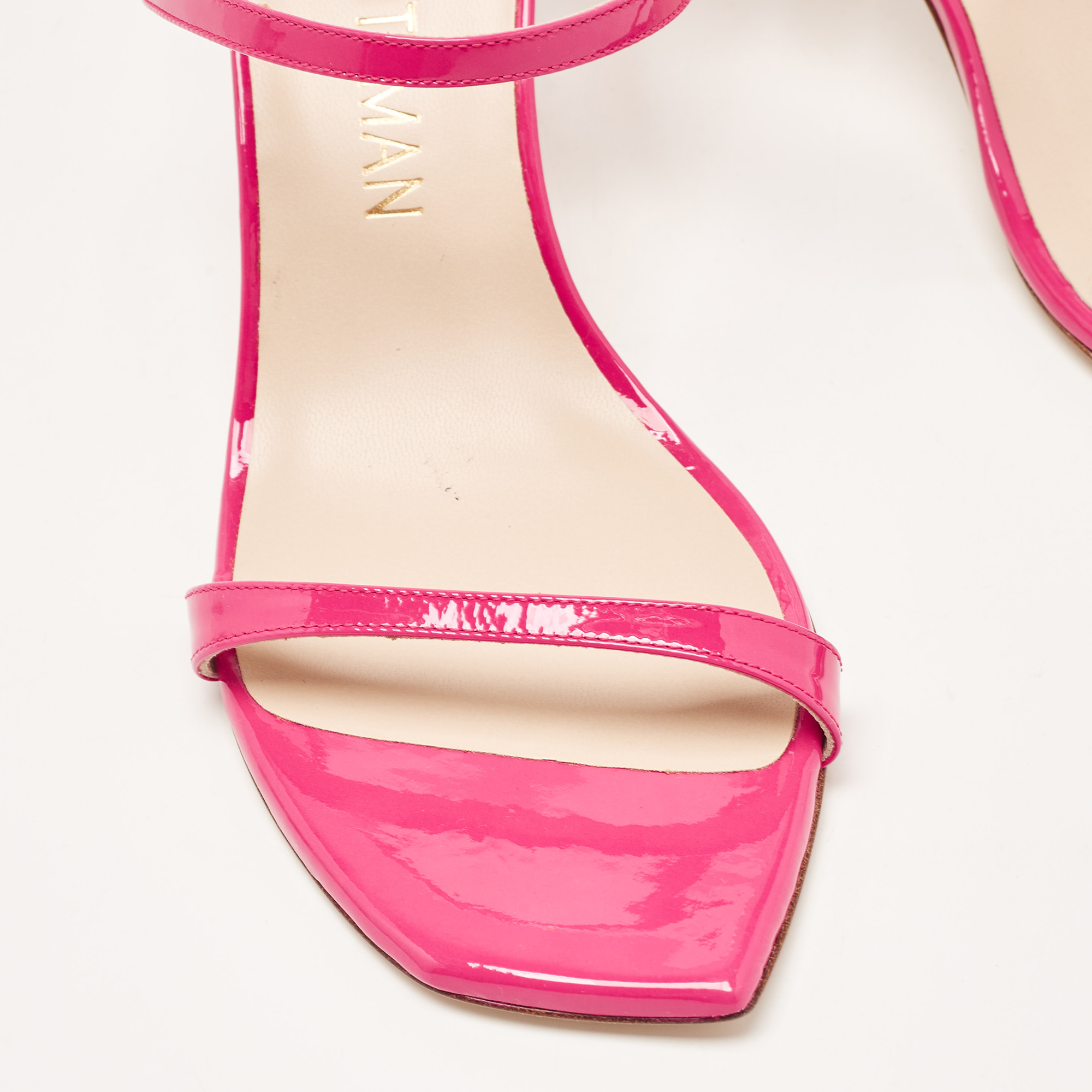 Stuart Weitzman Pink Patent Leather Slide Sandals Size 41