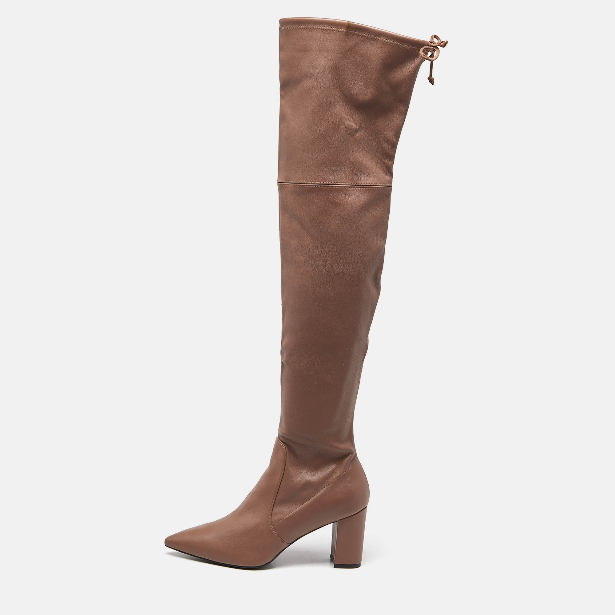 

Stuart Weitzman Brown Leather Over The Knee Length Pointed Toe Boots Size