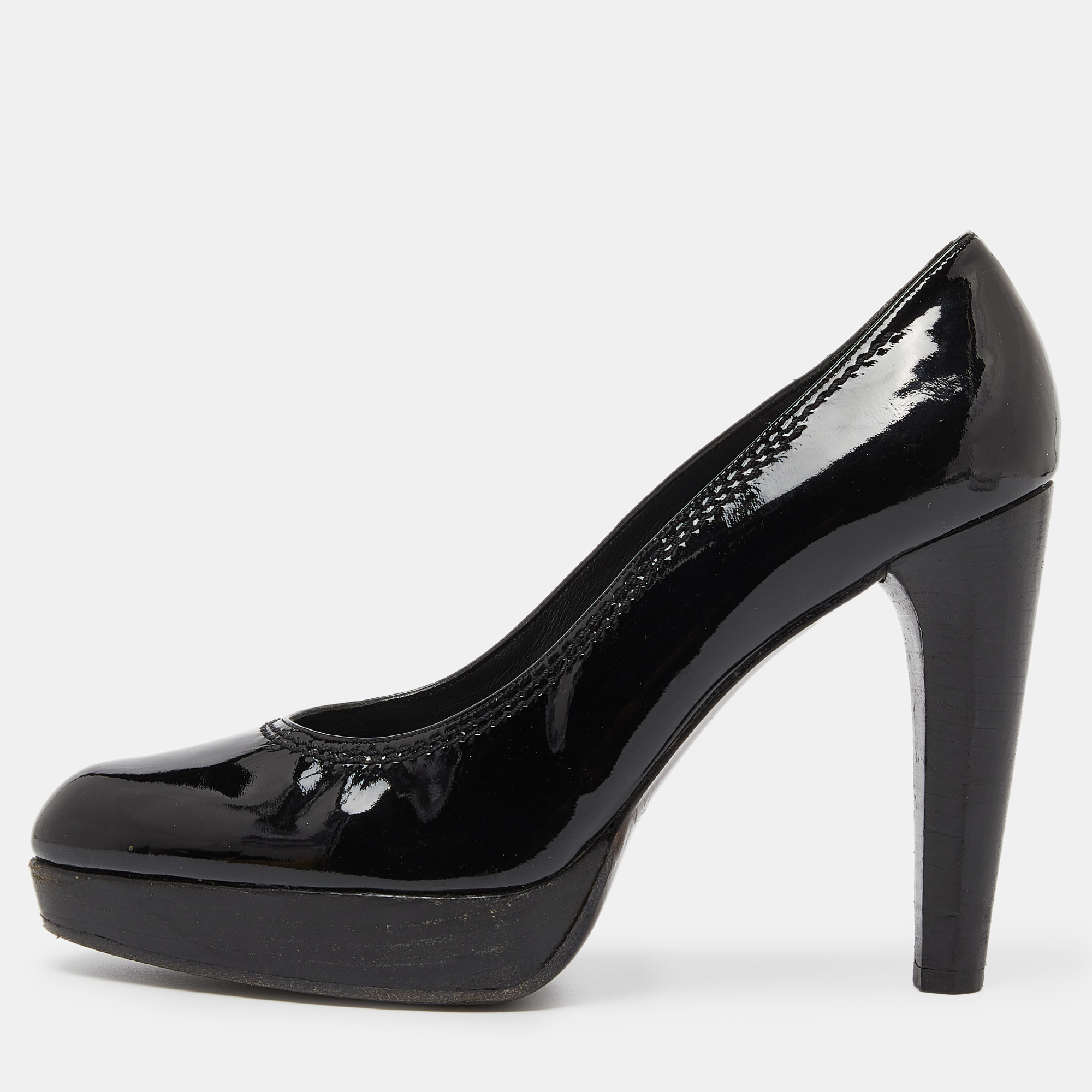 Stuart weitzman black patent leather platform pumps size 39.5