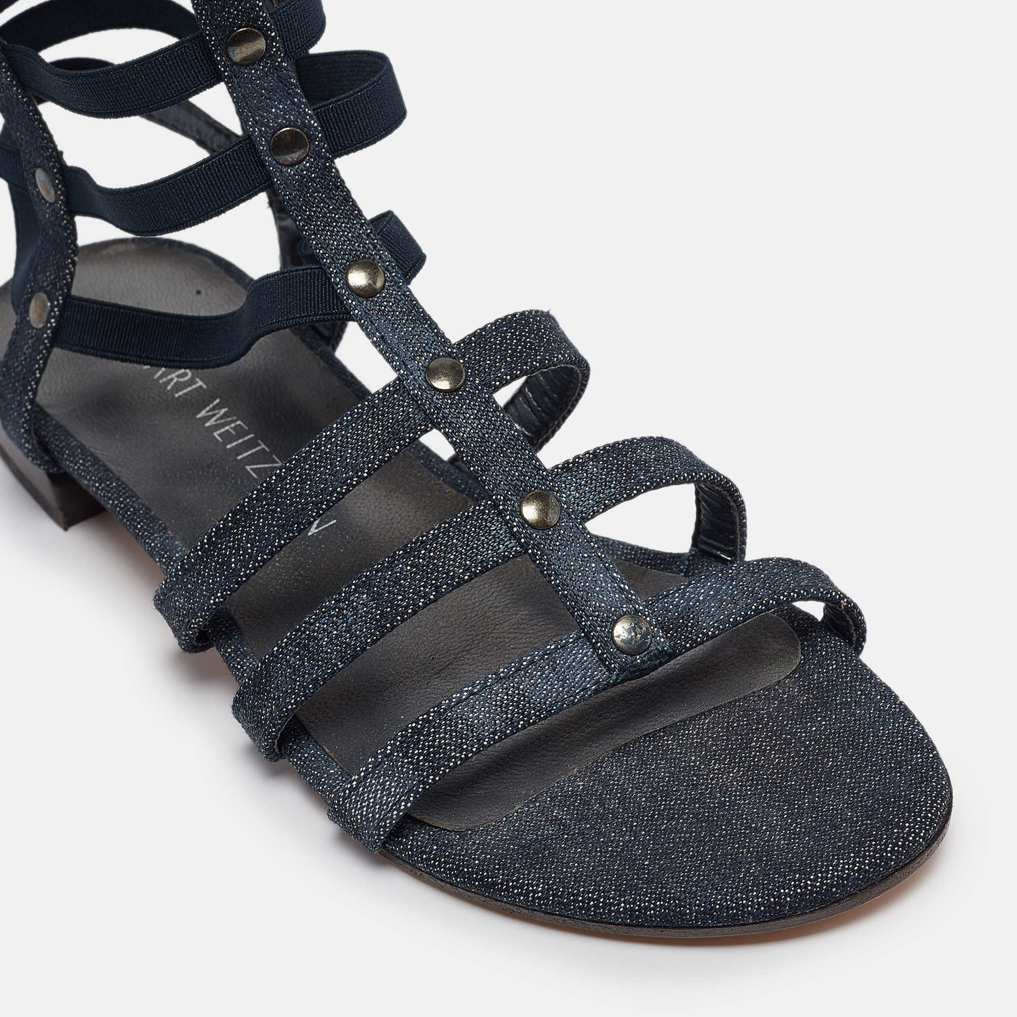 Stuart Weitzman Blue Denim Gladiator Flat Sandals Size 36