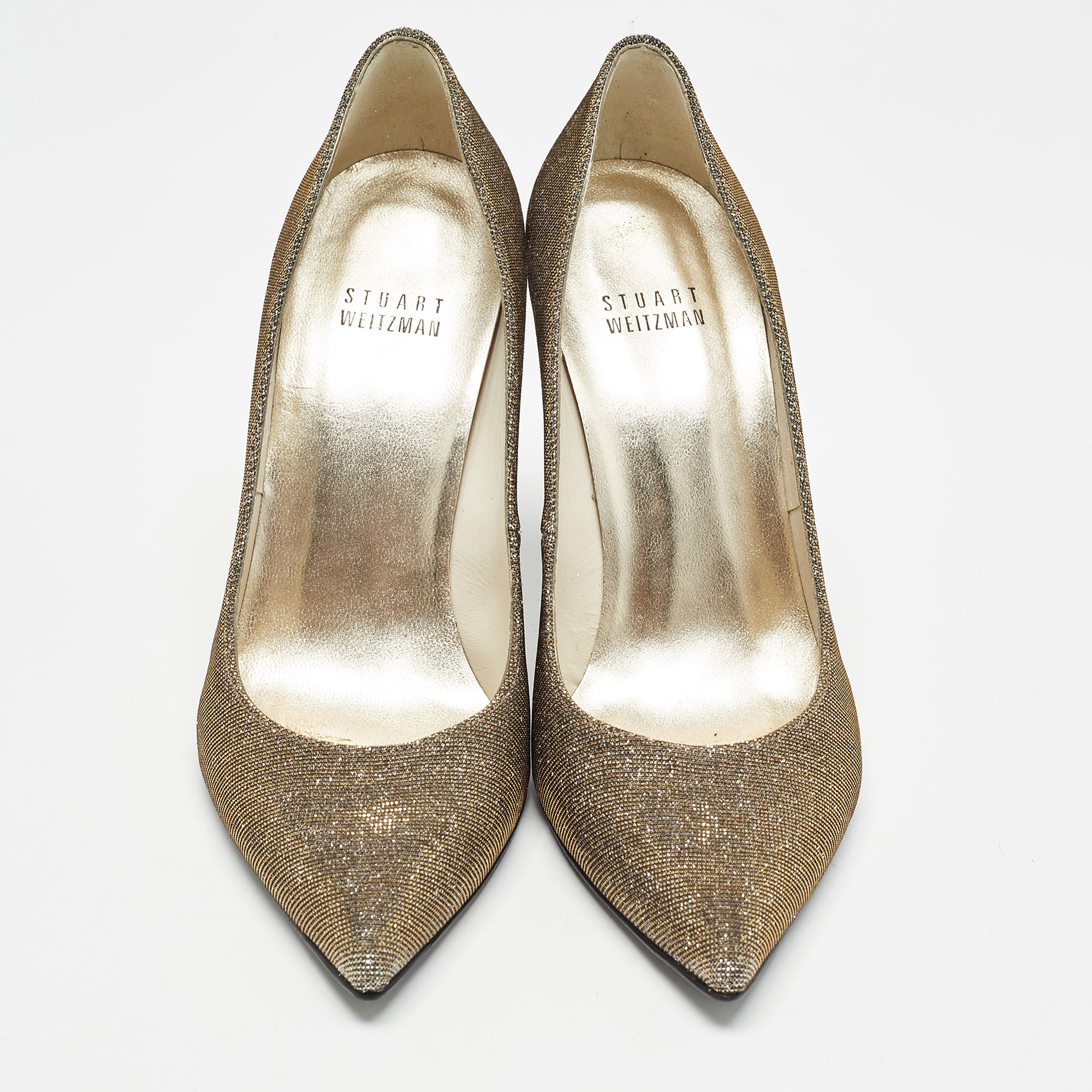 Stuart Weitzman Metallic Lurex Fabric Pointed Toe Pumps Size 36.5