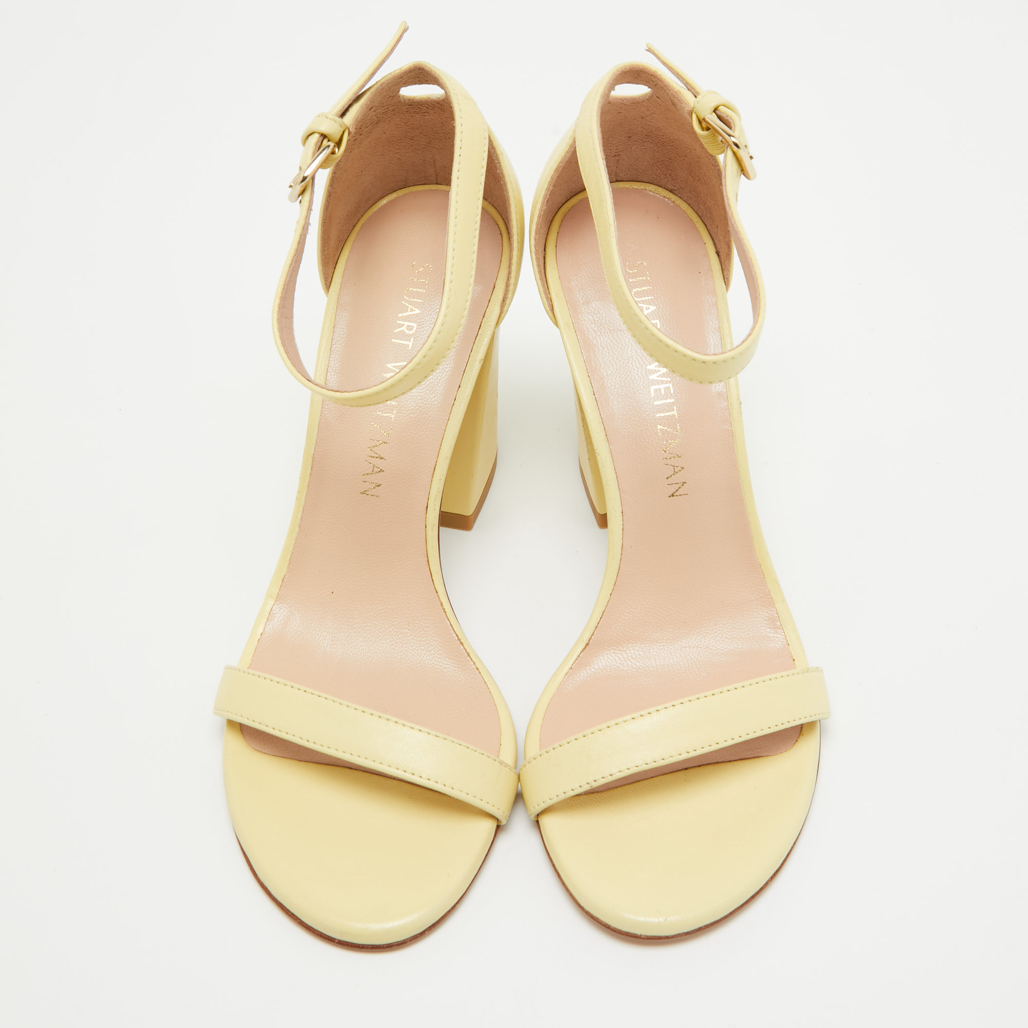 Stuart Weitzman Light Yellow Leather Ankle Strap Sandals Size 36