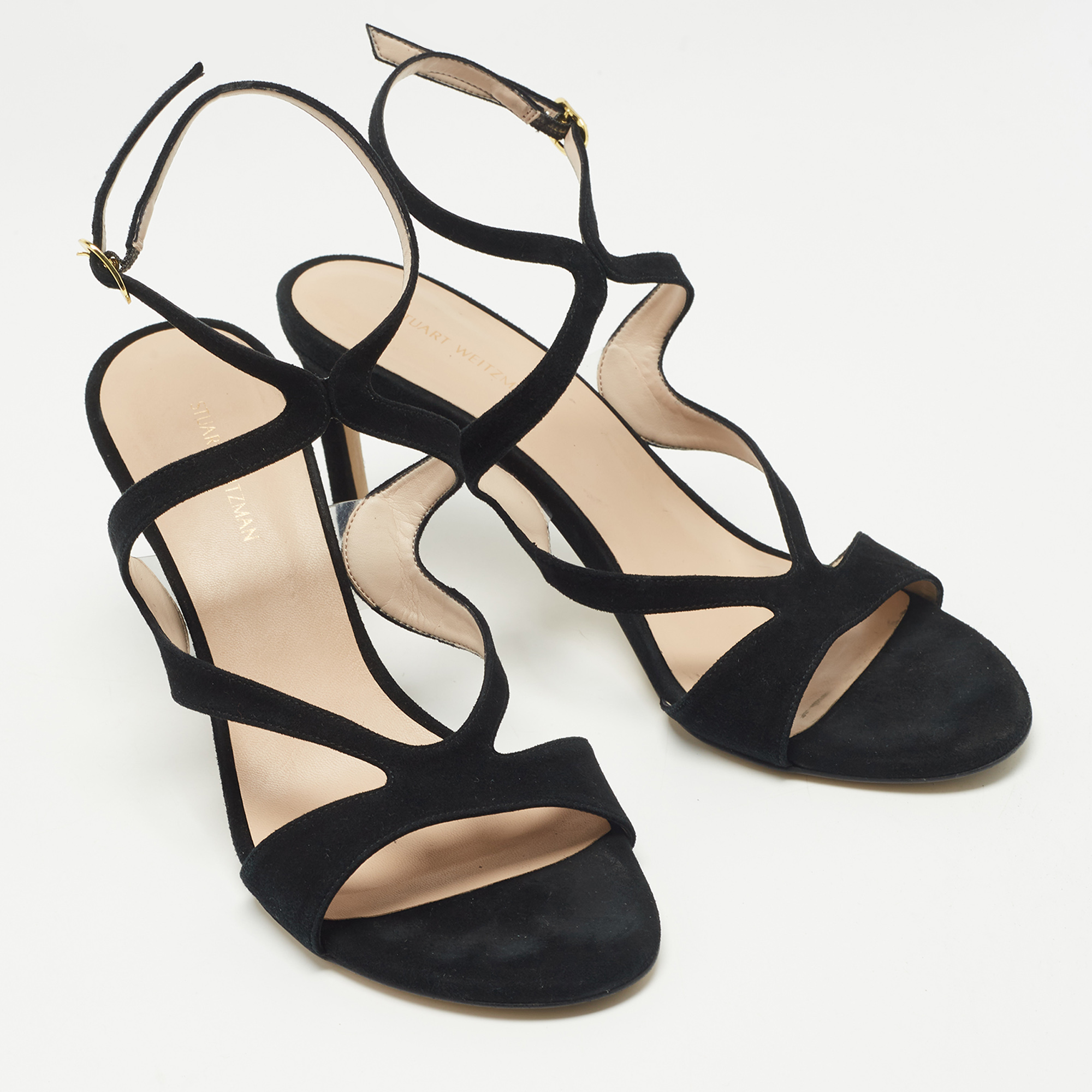 Stuart Weitzman Black Suede Ankle Strap Sandals Size 39