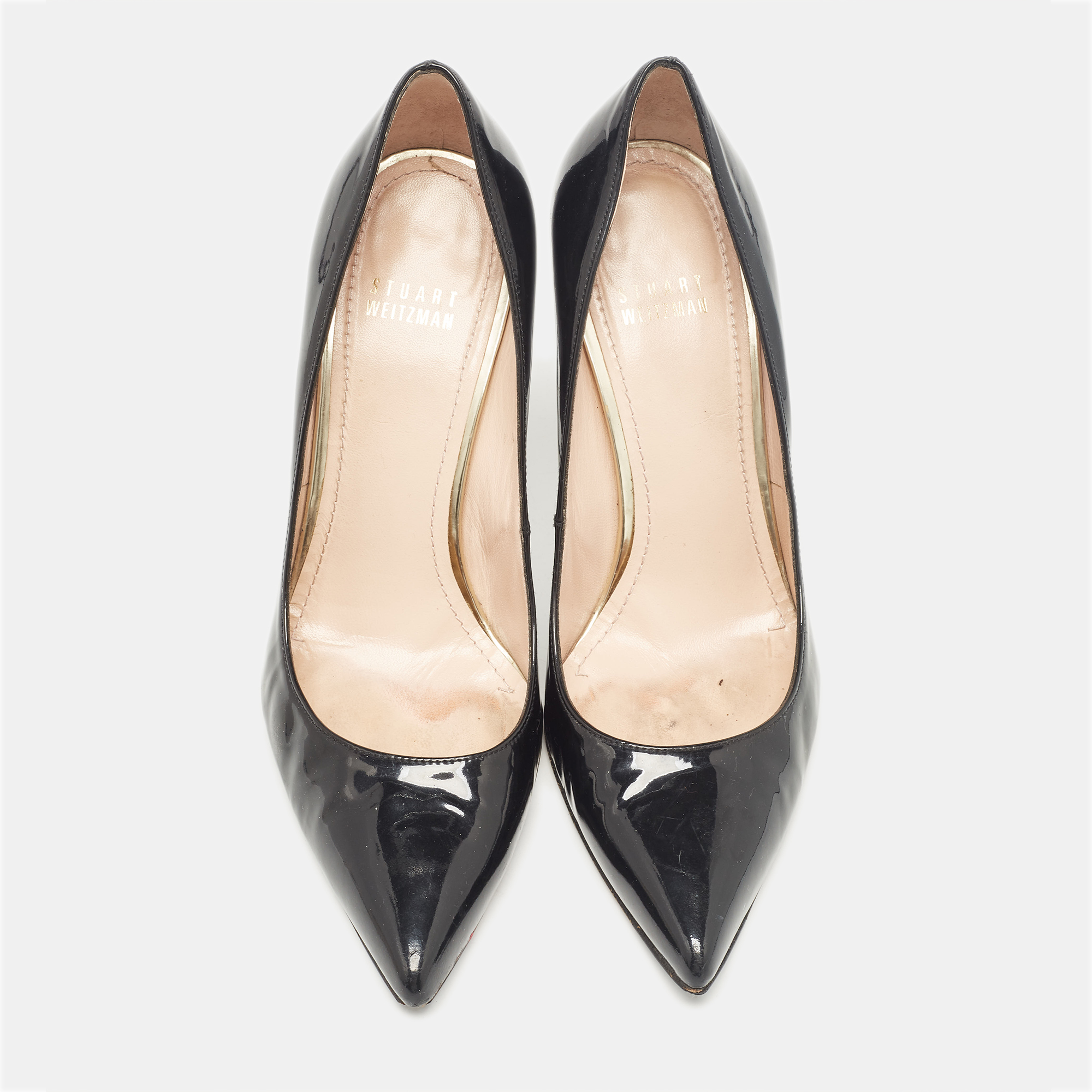 Stuart Weitzman Black Patent Leather Pointed Toe Pumps Size 38