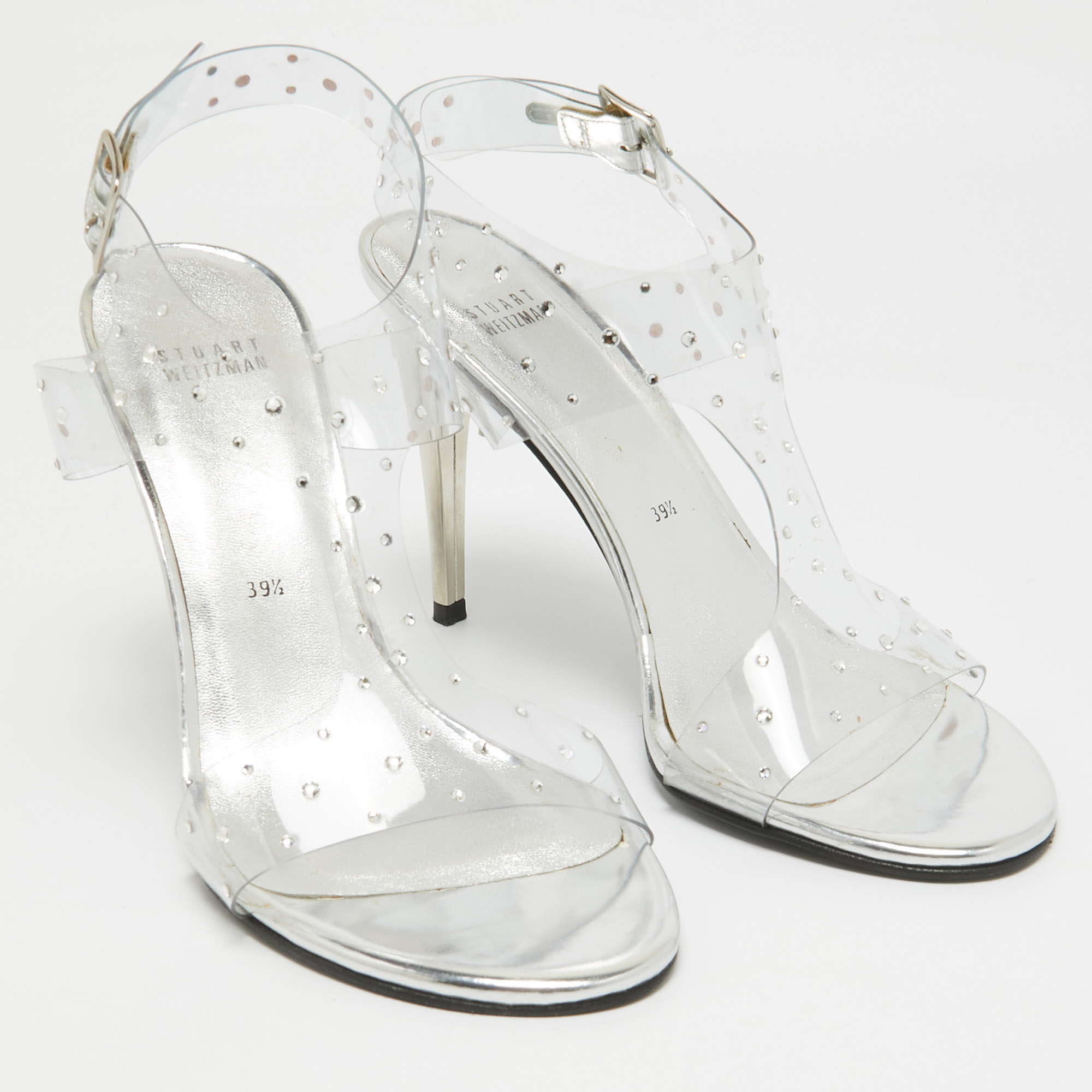 Stuart Weitzman Transparent PVC Ankle Strap Sandals Size 39.5