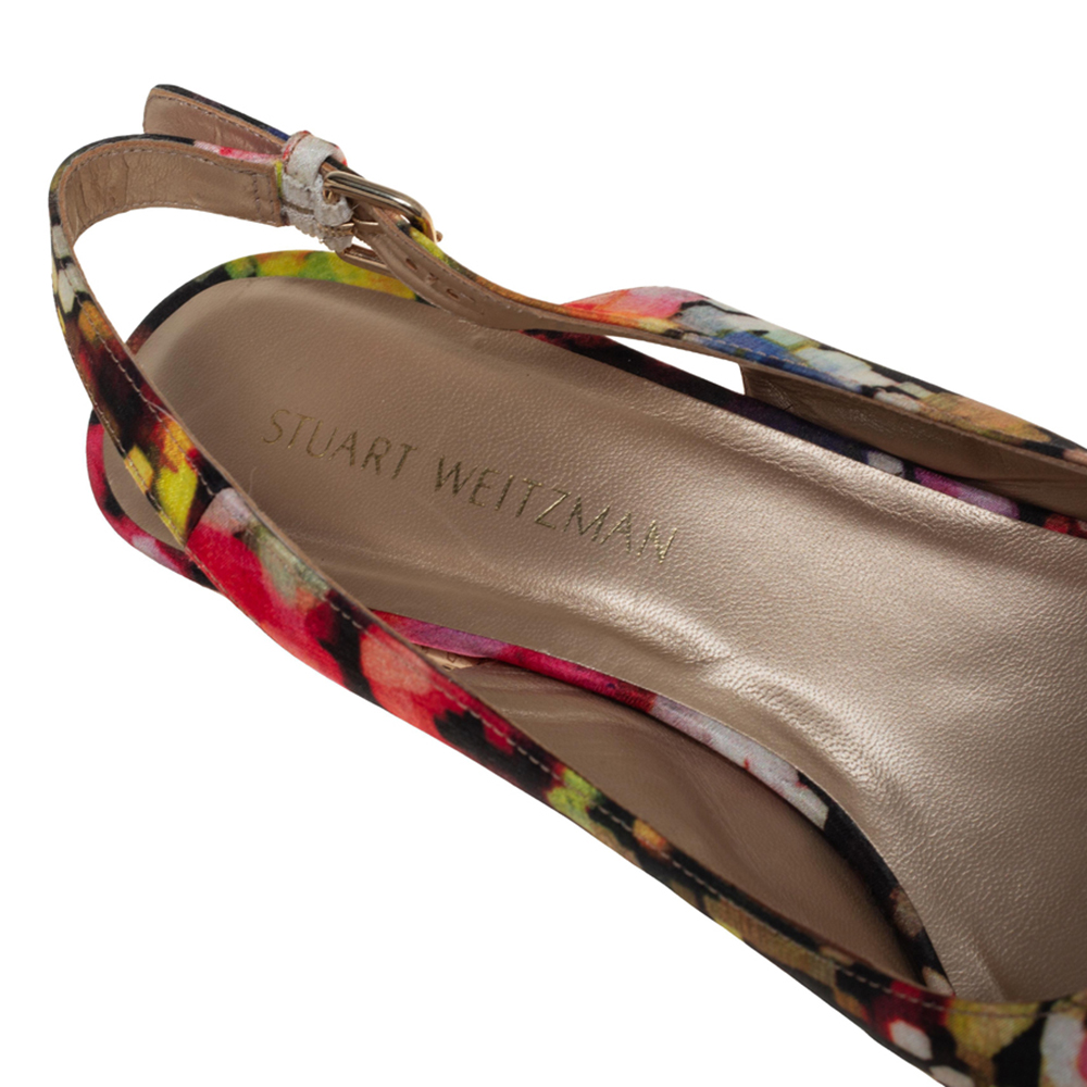 Stuart Weitzman Multicolor Brocade Fabric Cork Wedge Sandals Size 43.5