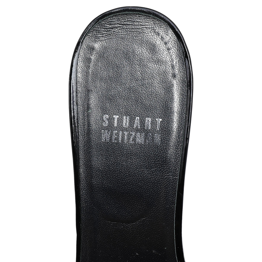 Stuart Weitzman Black Patent Leather Platform Slide Sandals Size 39