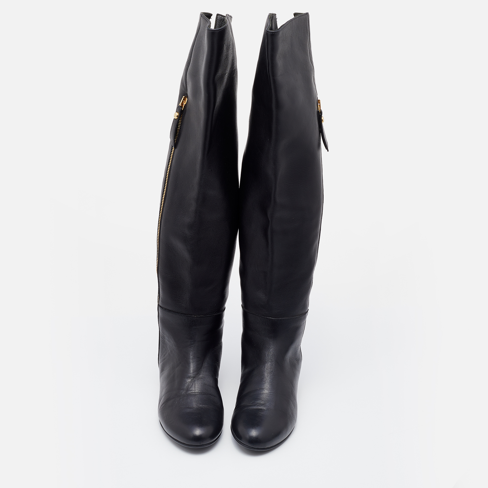 Stuart Weitzman Black Leather Knee Length Boots Size 34.5