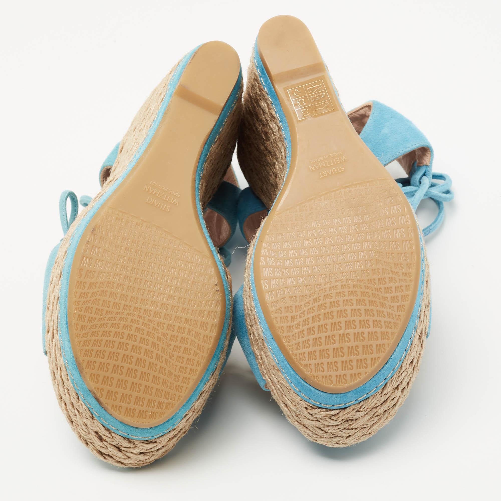 Stuart Weitzman Blue Suede Lace Up Wedge Sandals Size 36