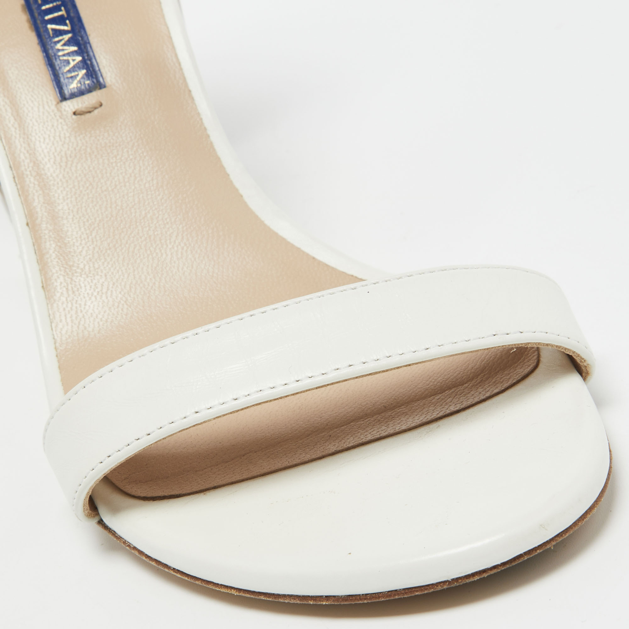 Stuart Weitzman White Leather Ankle Strap Sandals Size 36.5