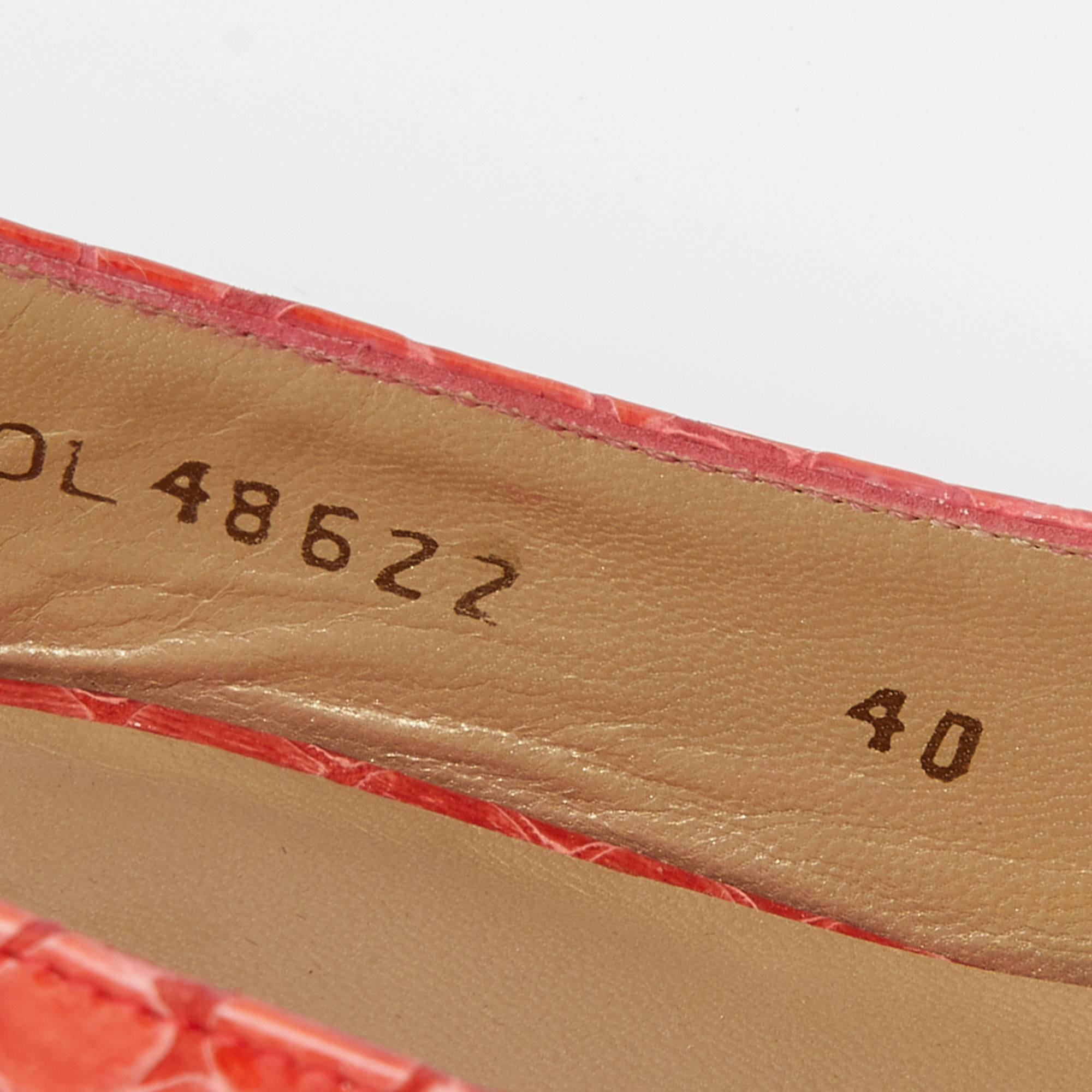 Stuart Weitzman Orange Python Embossed Leather Peep Toe Platform Slingback Pumps Size 40